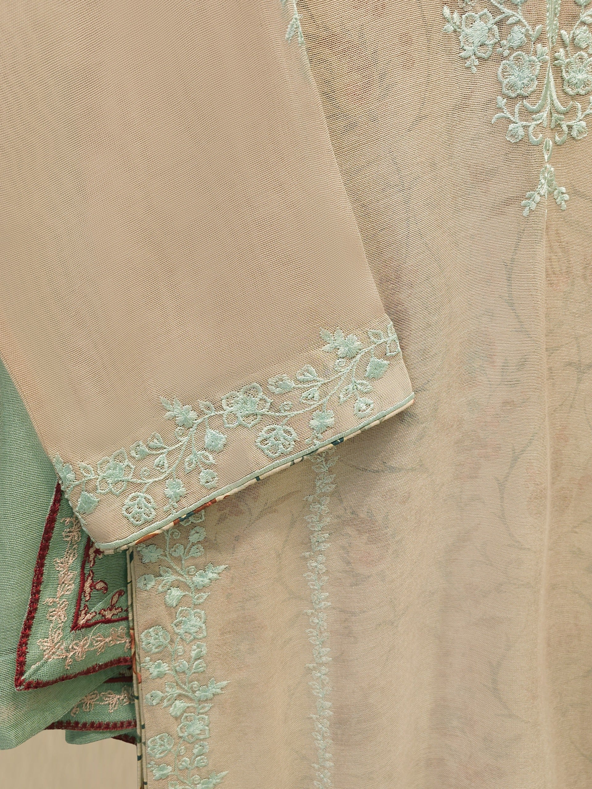 3 Piece - Pure Embroidered Cotton Net Suit S112976