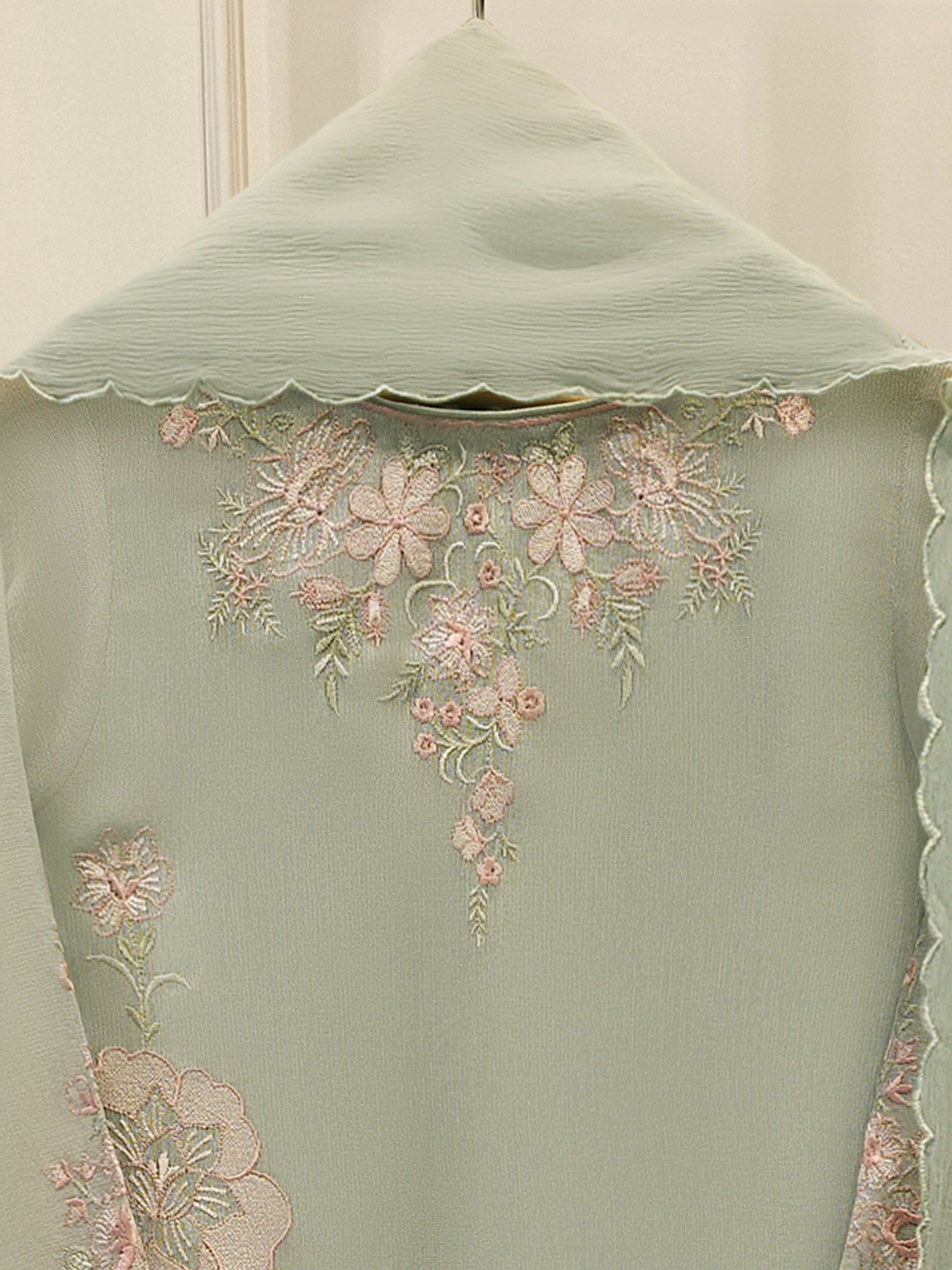 3 Piece - Pure Embroidered Cotton Net Suit S112954