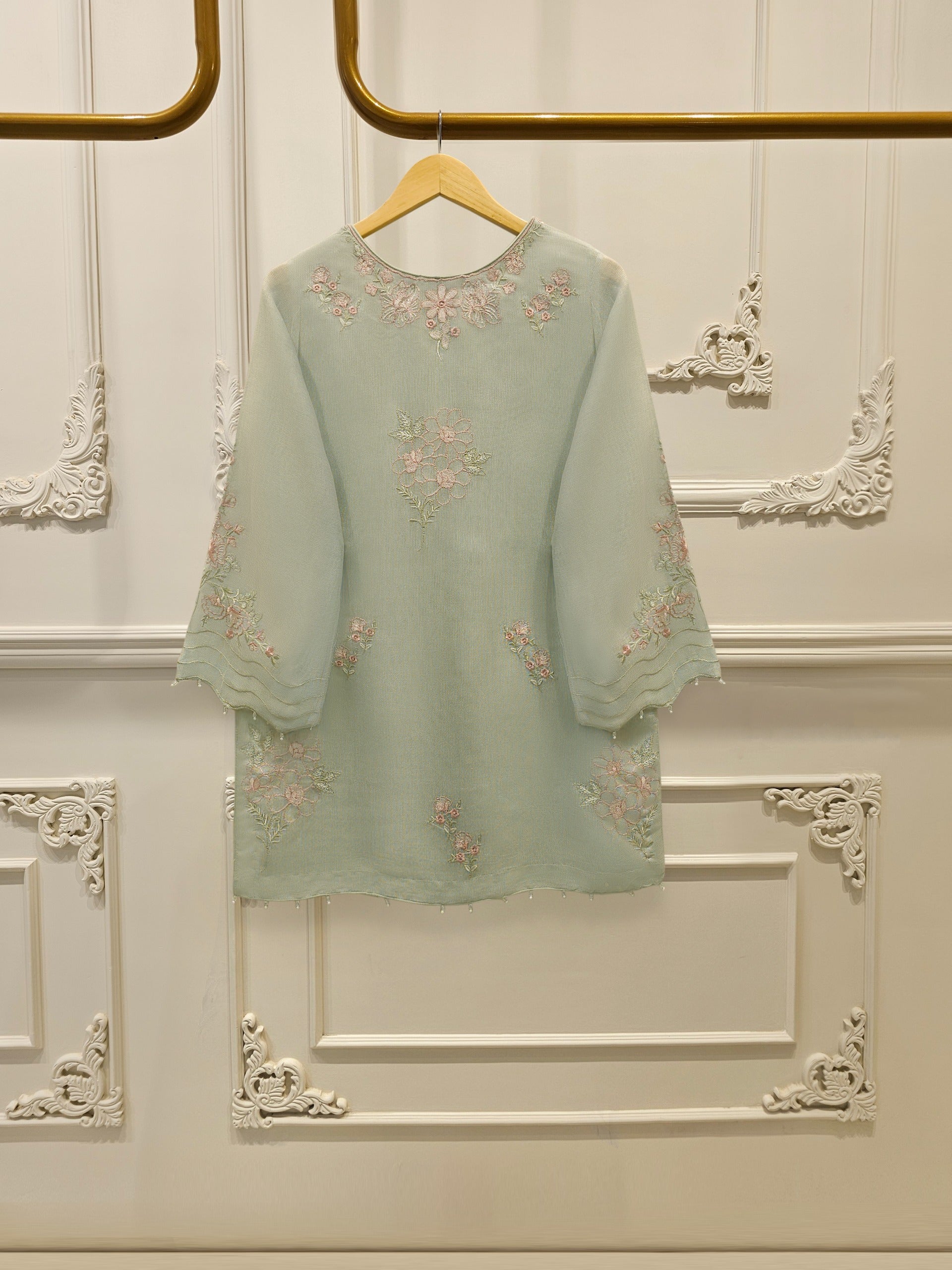3 Piece - Pure Embroidered Cotton Net Suit S112954