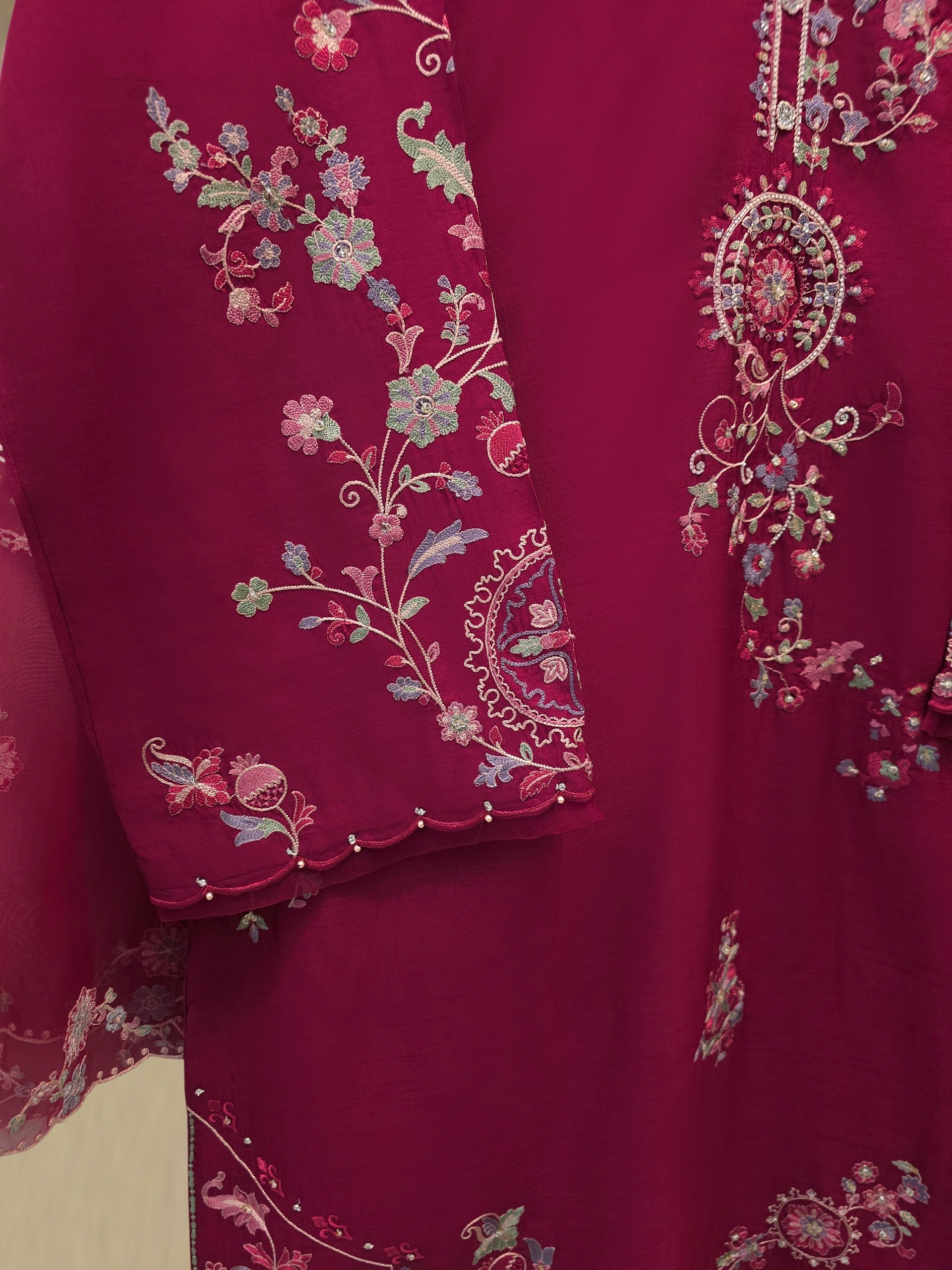 3 Piece- Pure Khaddi Silk Embroidered Suit S113011