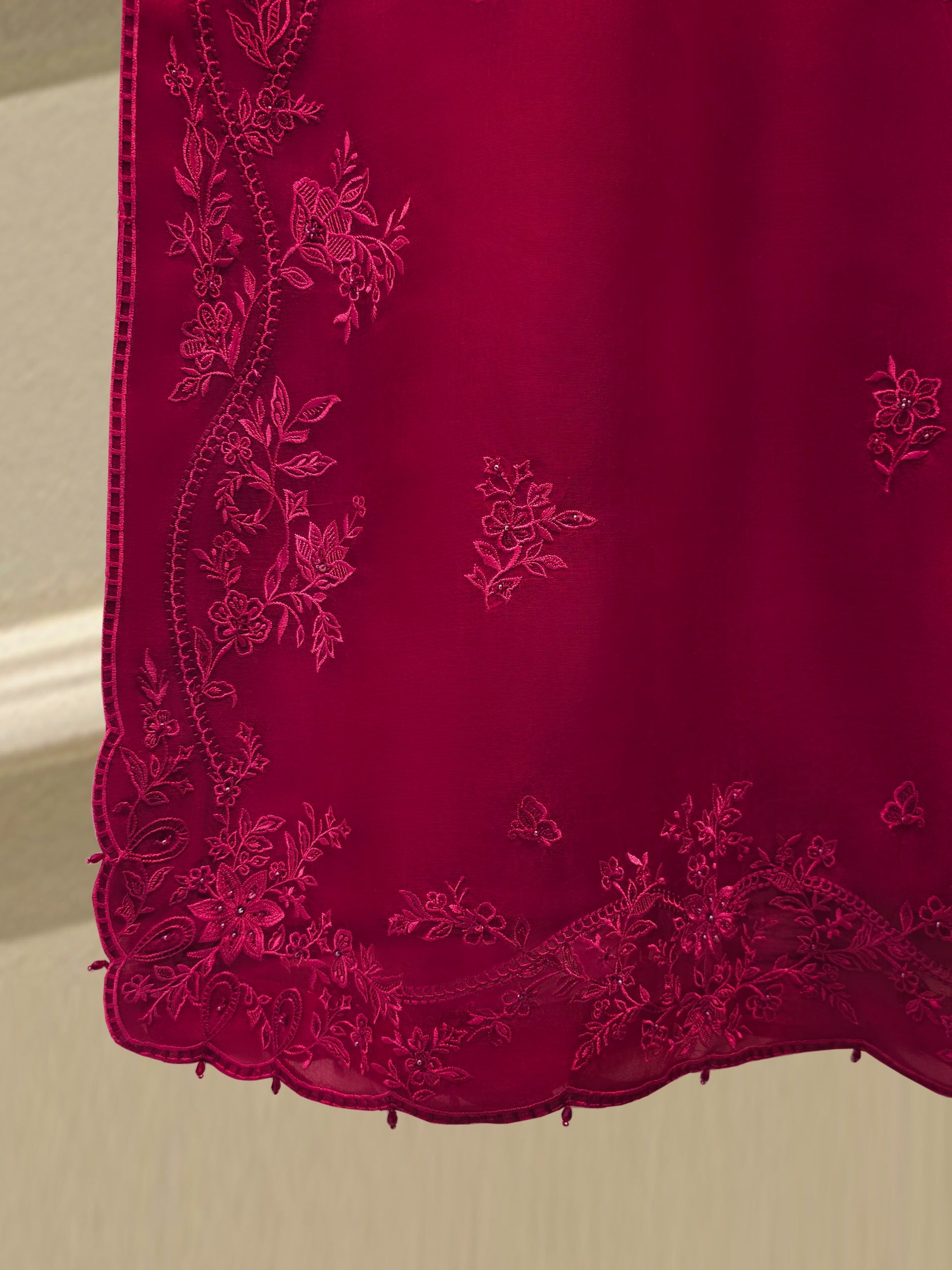 3 Piece - Pure Organza Embroidered Suit S113012