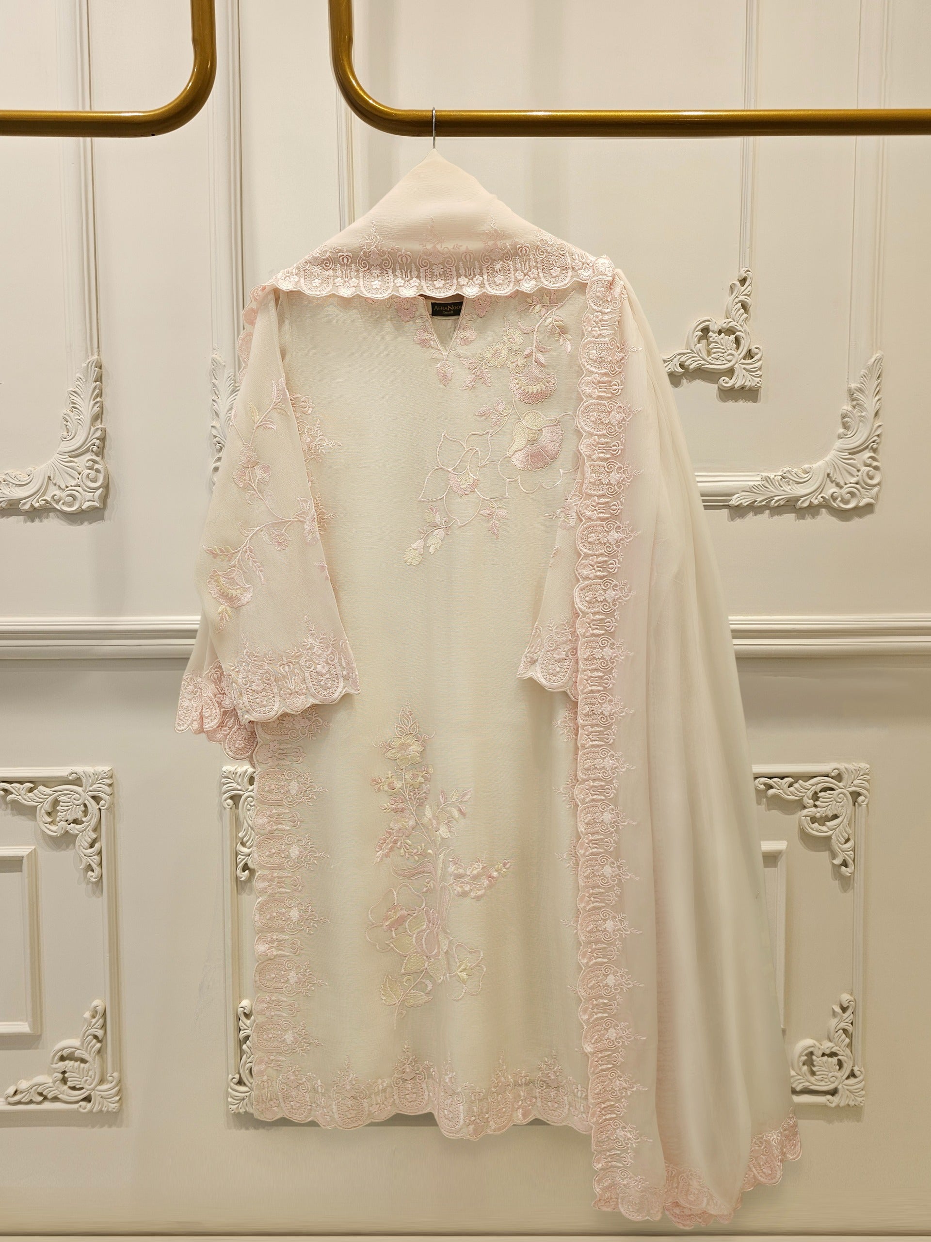 3 Piece - Pure Embroidered Cotton Net Suit S113079