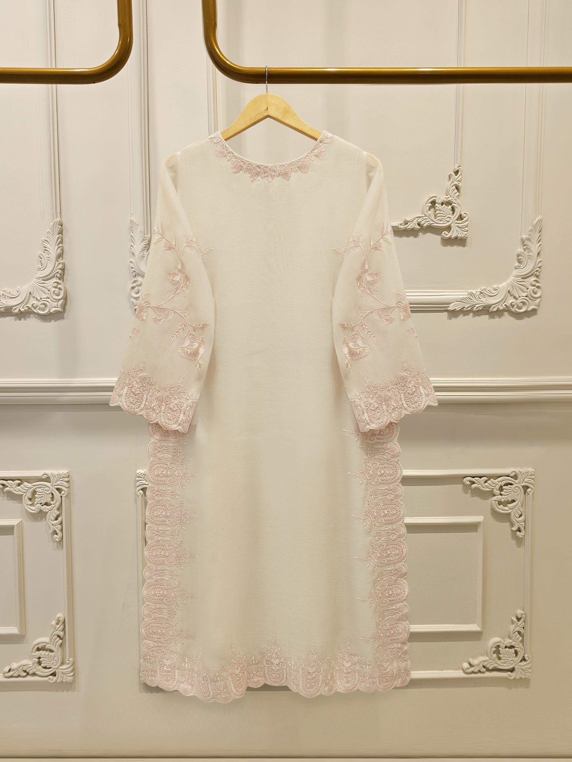 3 Piece - Pure Embroidered Cotton Net Suit S113079