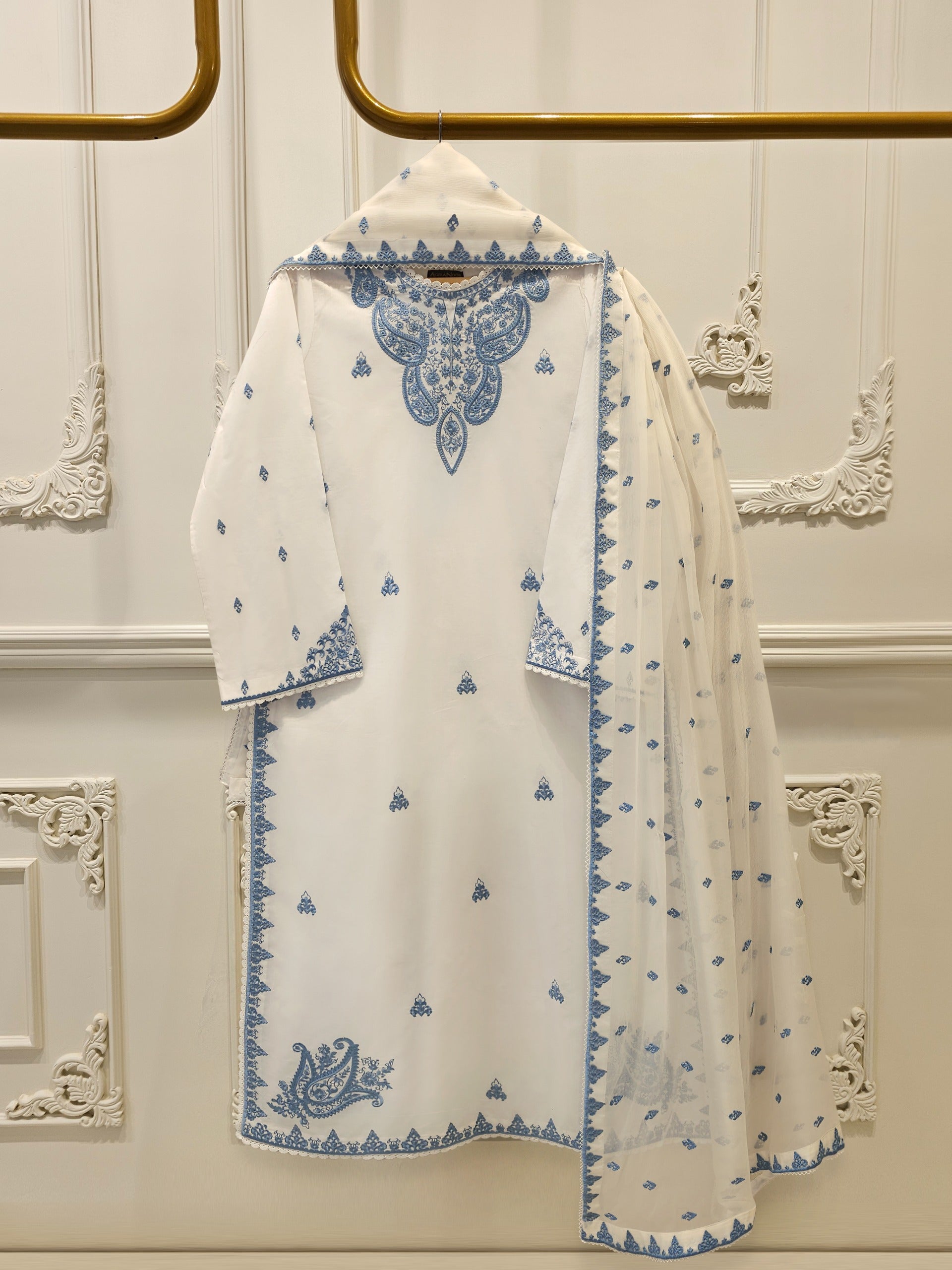 3 Piece - Embroidered Cambric Suit S113108