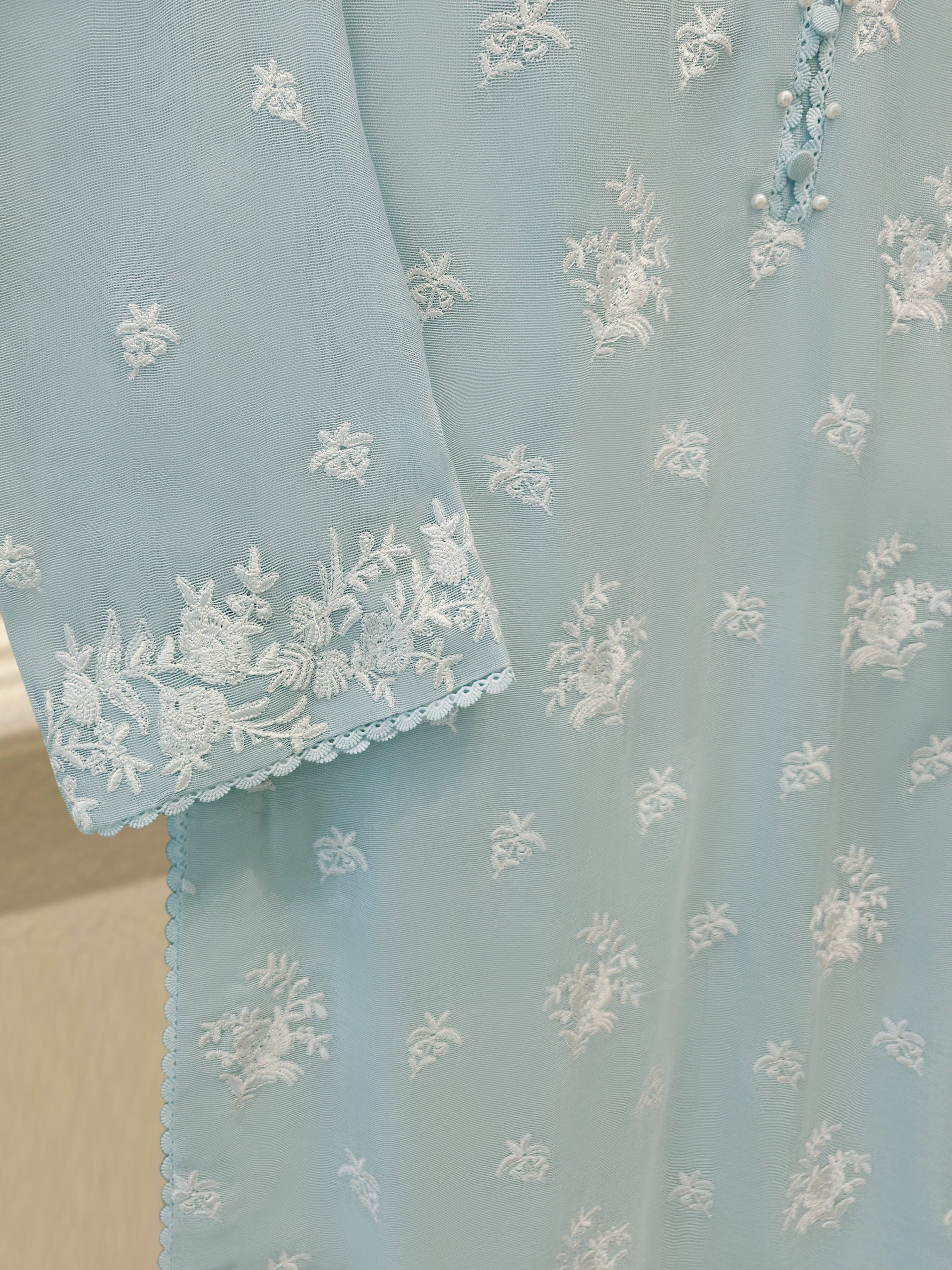 3 Piece - Pure Embroidered Cotton Net Suit S113114