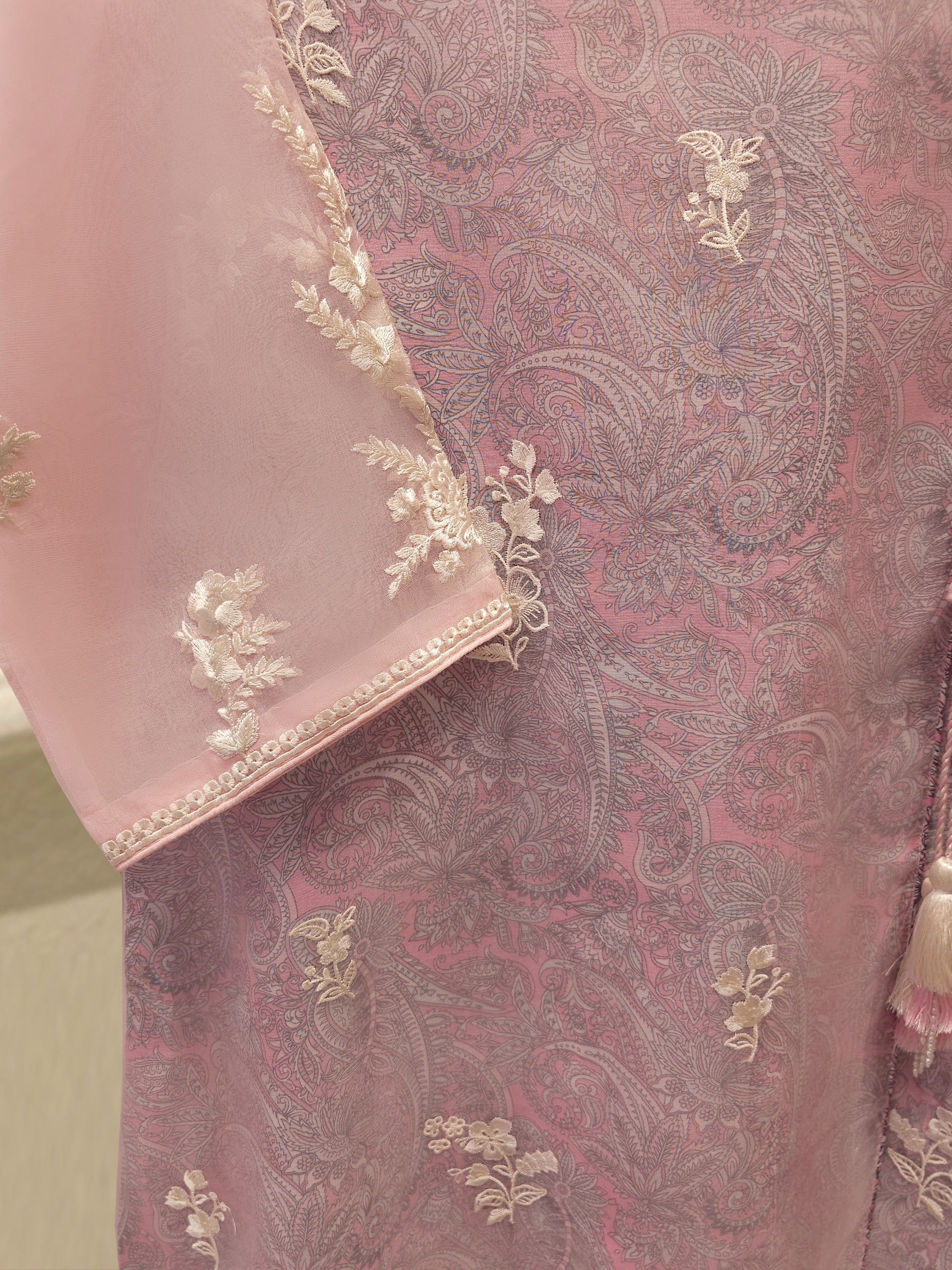 3 Piece - Pure Organza Embroidered Suit S113120