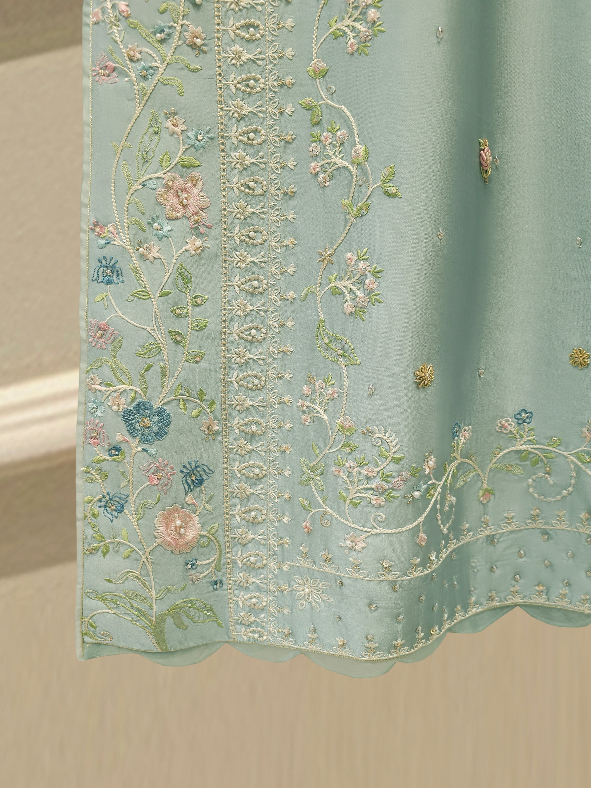 3 Piece- Pure Sheesha Silk Embroidered Suit S113340