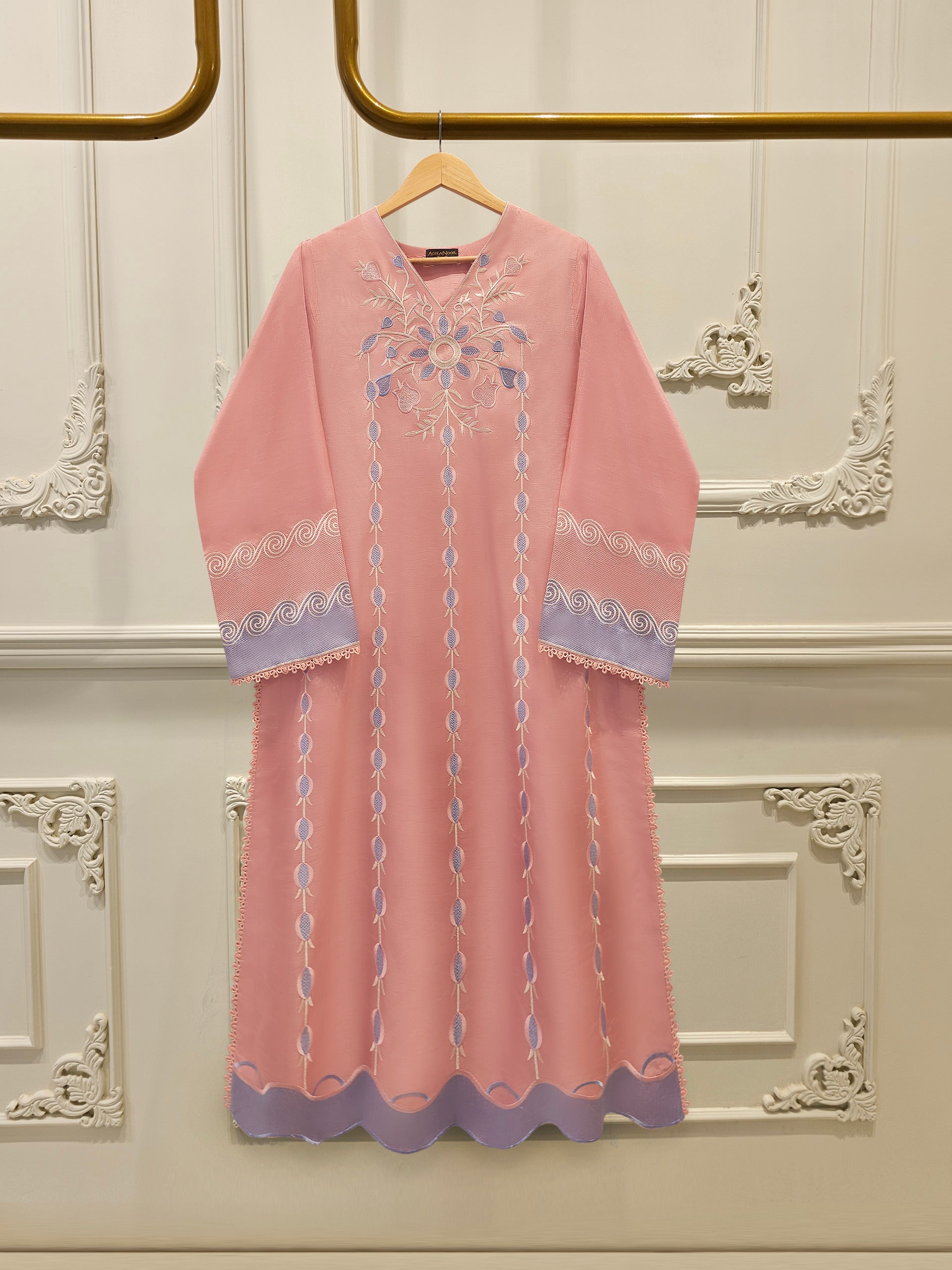 2 Piece- Pure Korean Silk Embroidered Suit S113335