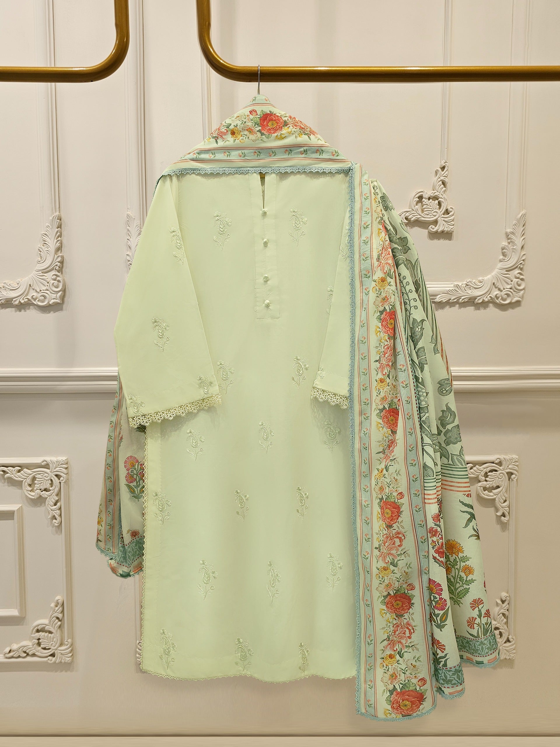 3 Piece - Embroidered Cambric Suit S113490