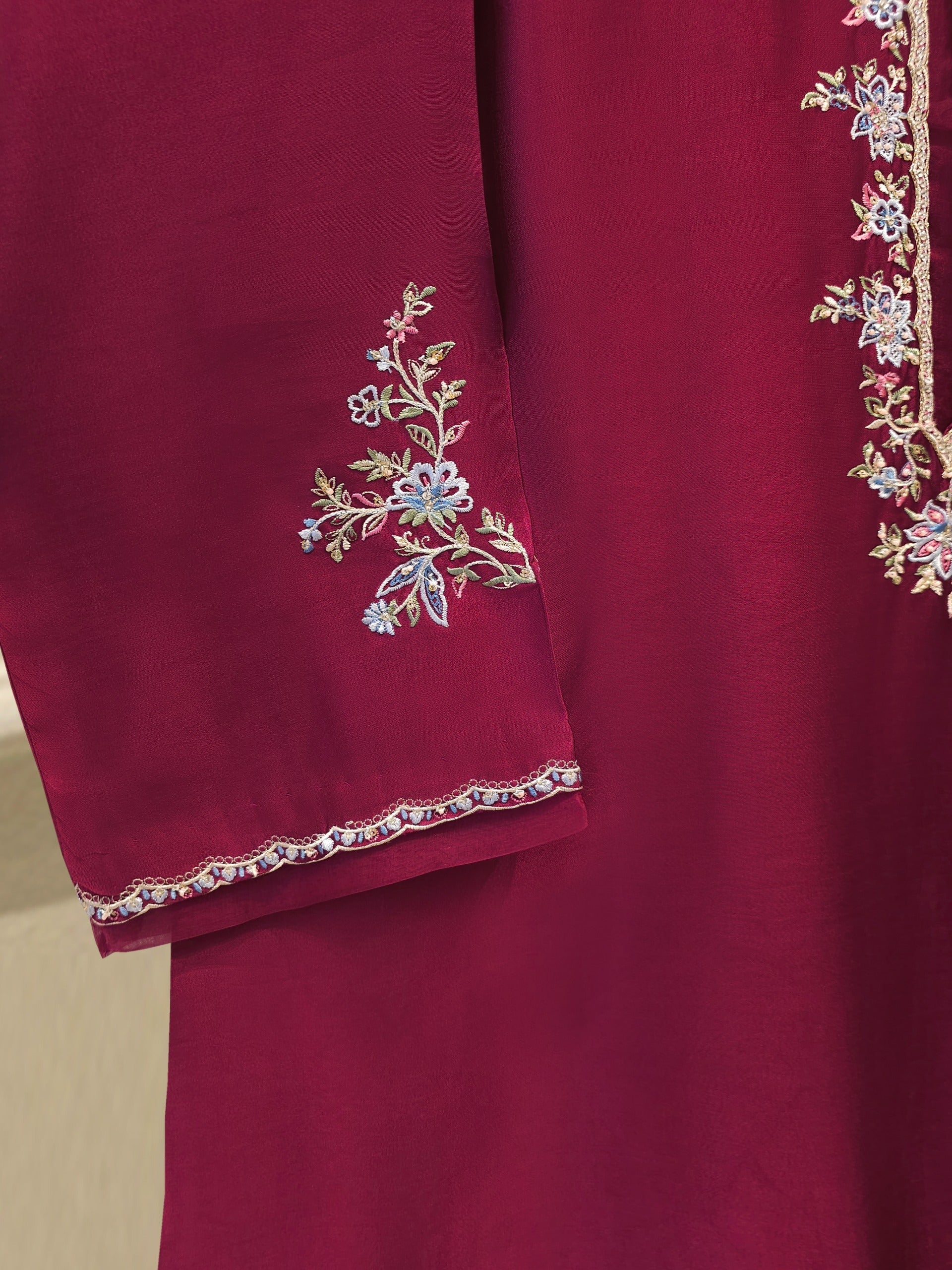 Pure Embroidered Sheesha Silk Shirt S113985