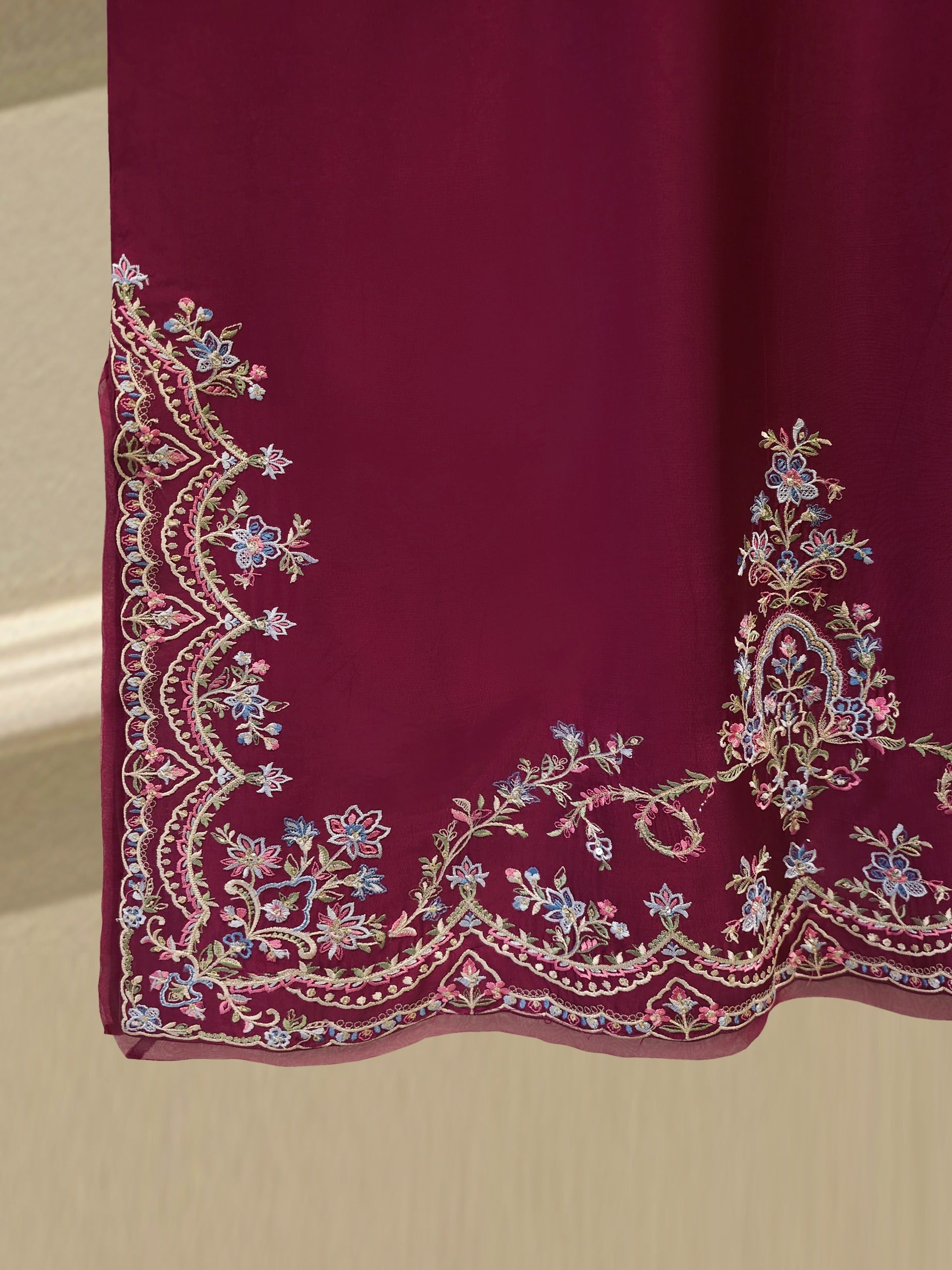 Pure Embroidered Sheesha Silk Shirt S113985