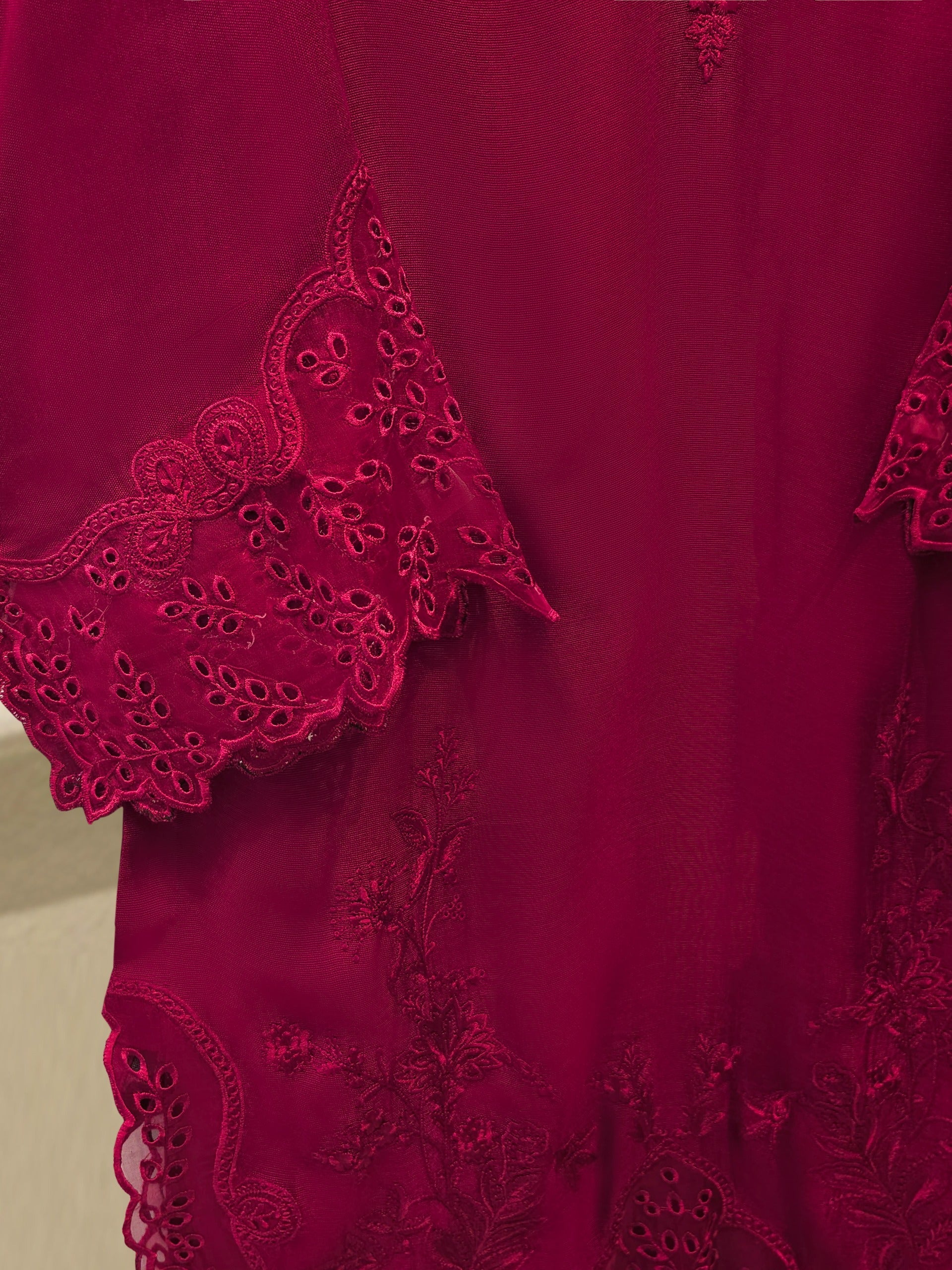 3 Piece - Pure Embroidered Cotton Net Suit S114089