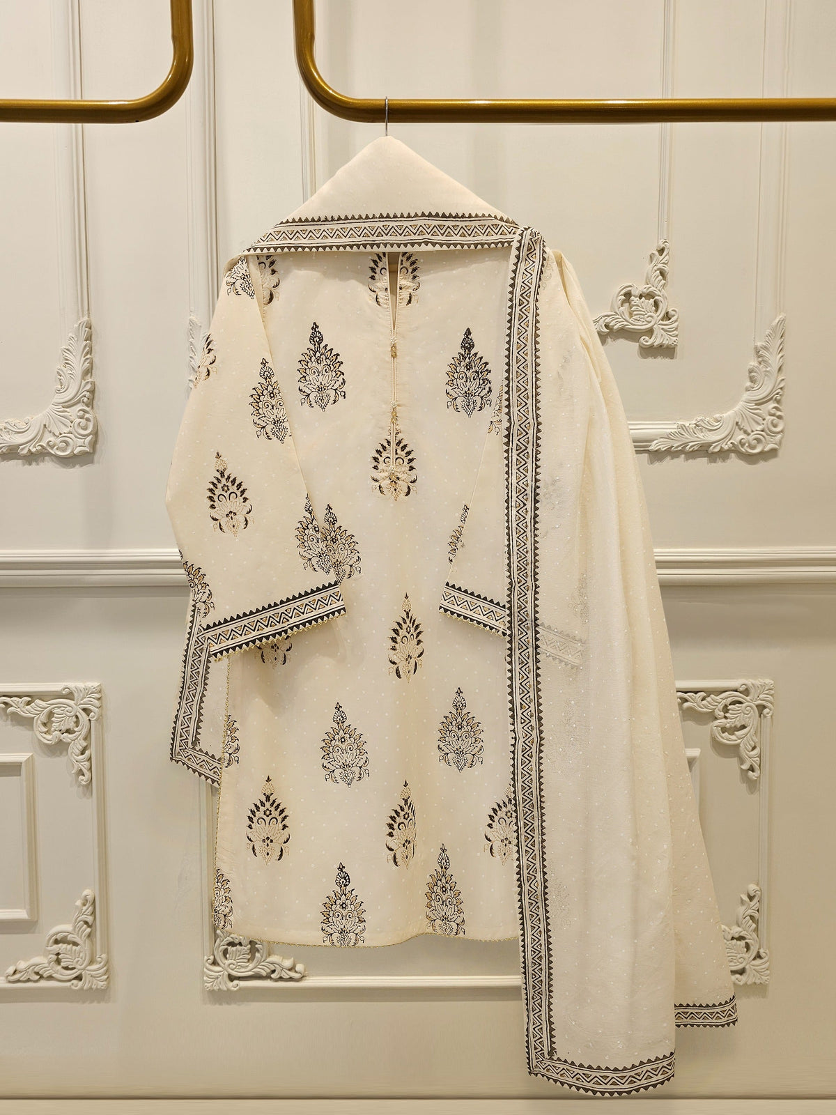 3 Piece - Hand Block Printed Kora Cotton Suit S114102