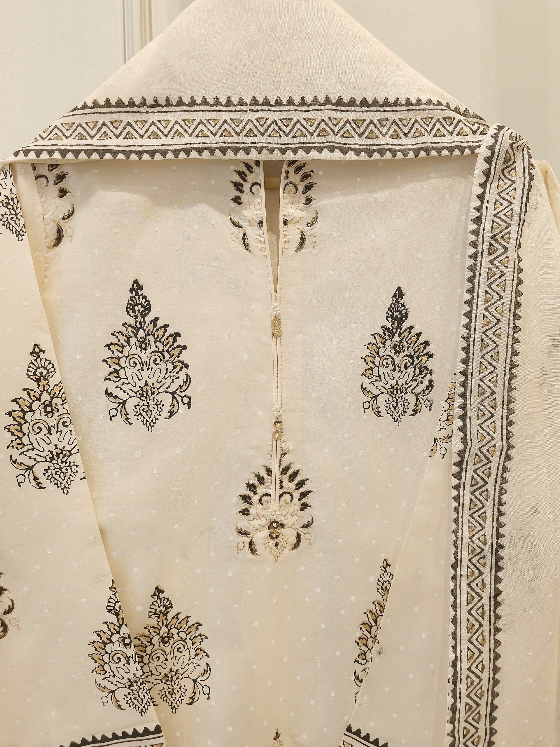 3 Piece - Hand Block Printed Kora Cotton Suit S114102