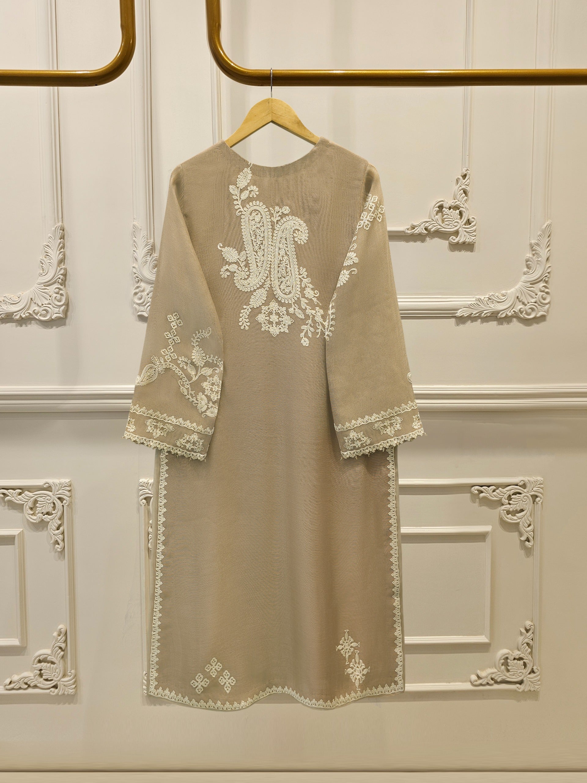 2 Piece - Pure Embroidered Cotton Net Suit S114171