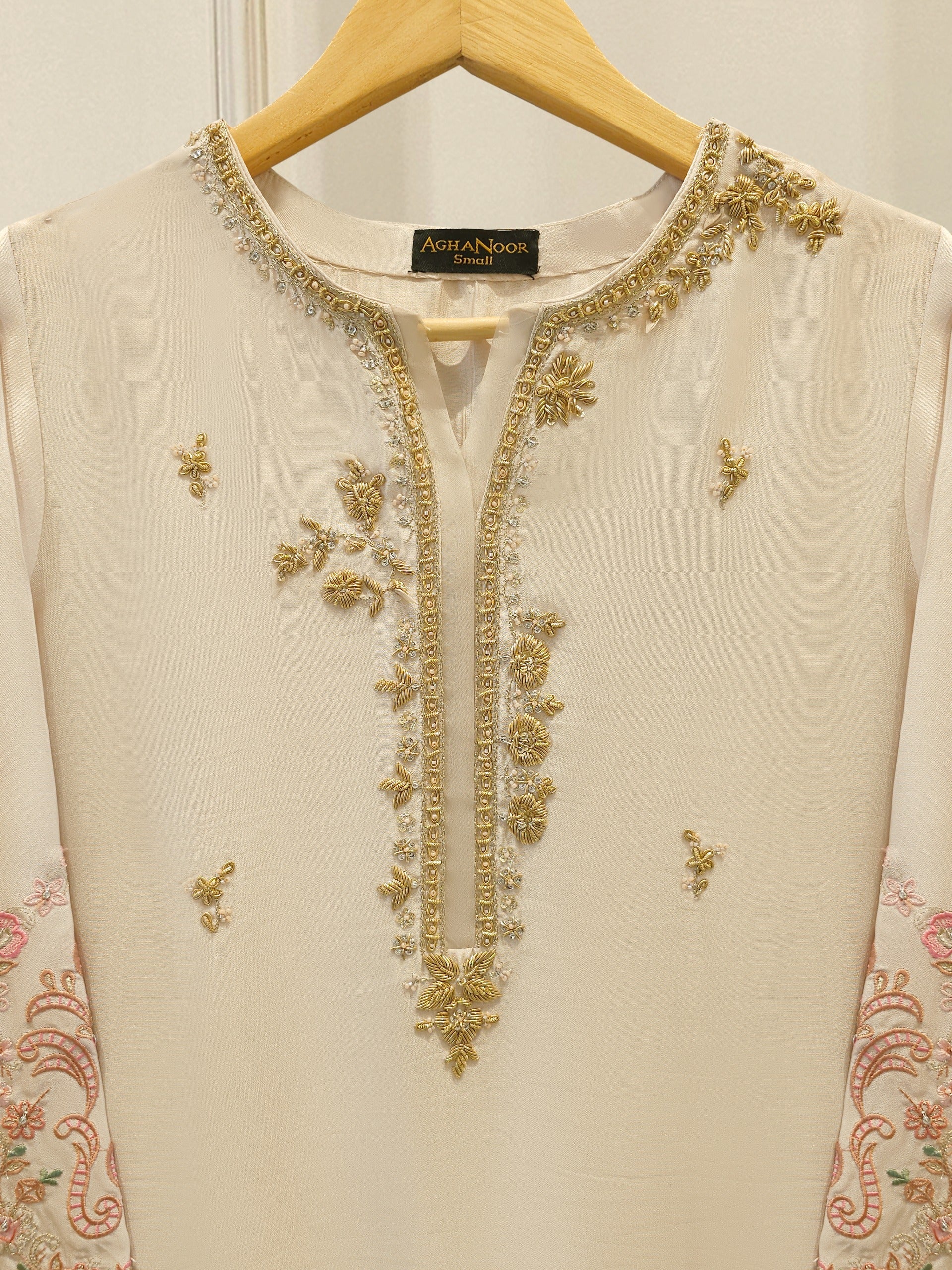 Pure Embroidered Sheesha Silk Shirt S114194