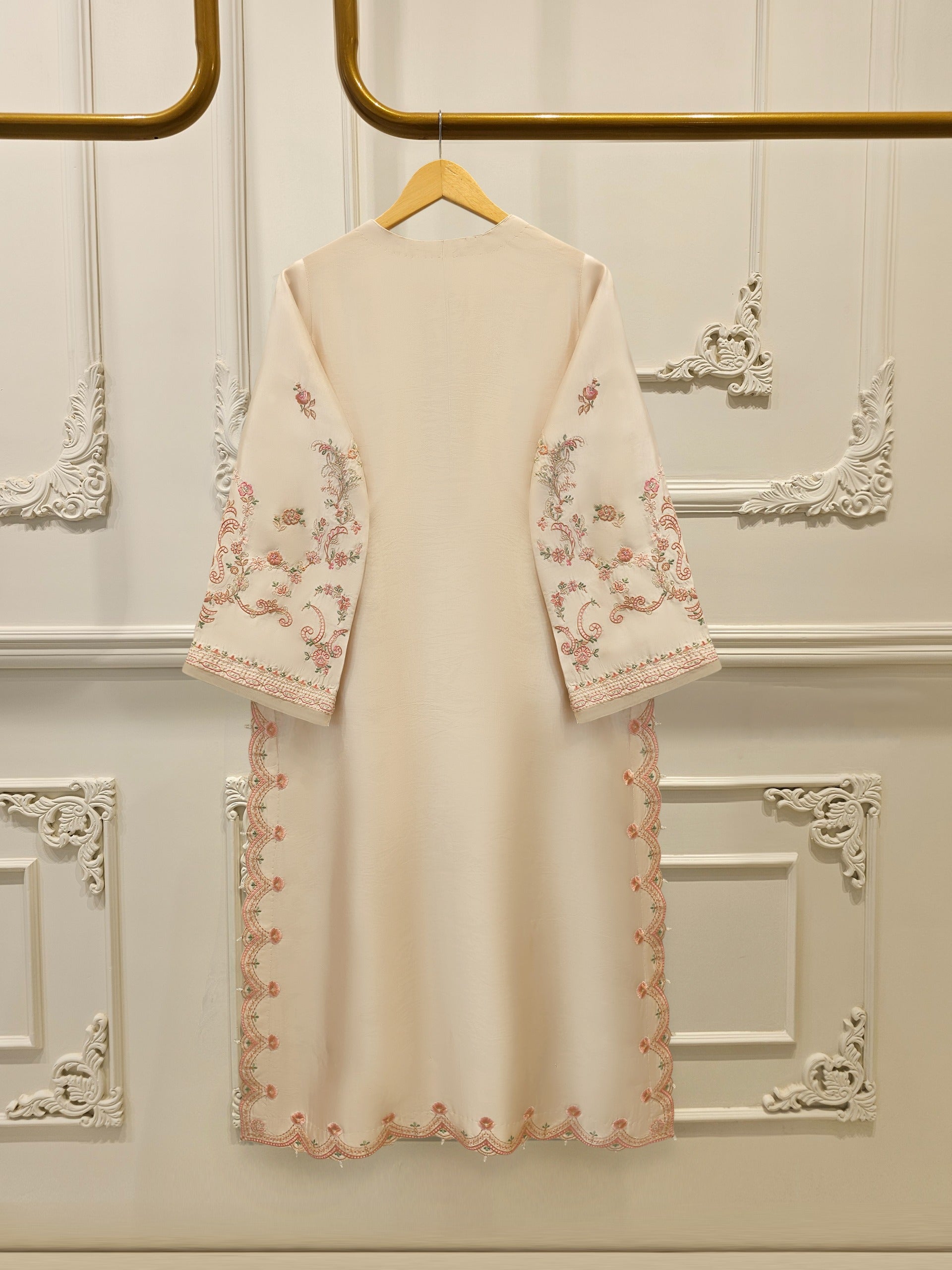 Pure Embroidered Sheesha Silk Shirt S114194