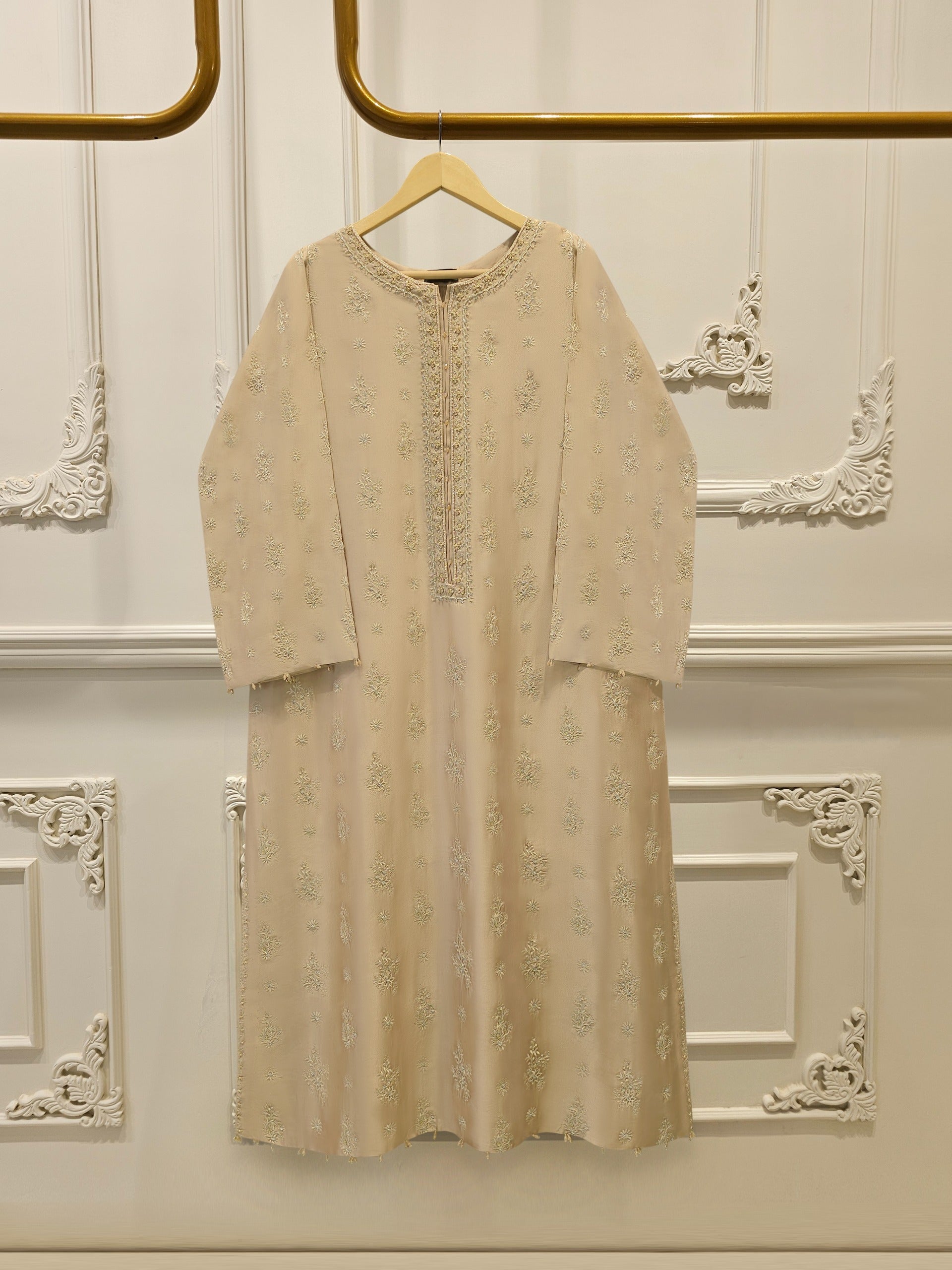 Pure Embroidered Sheesha Silk Shirt S114203