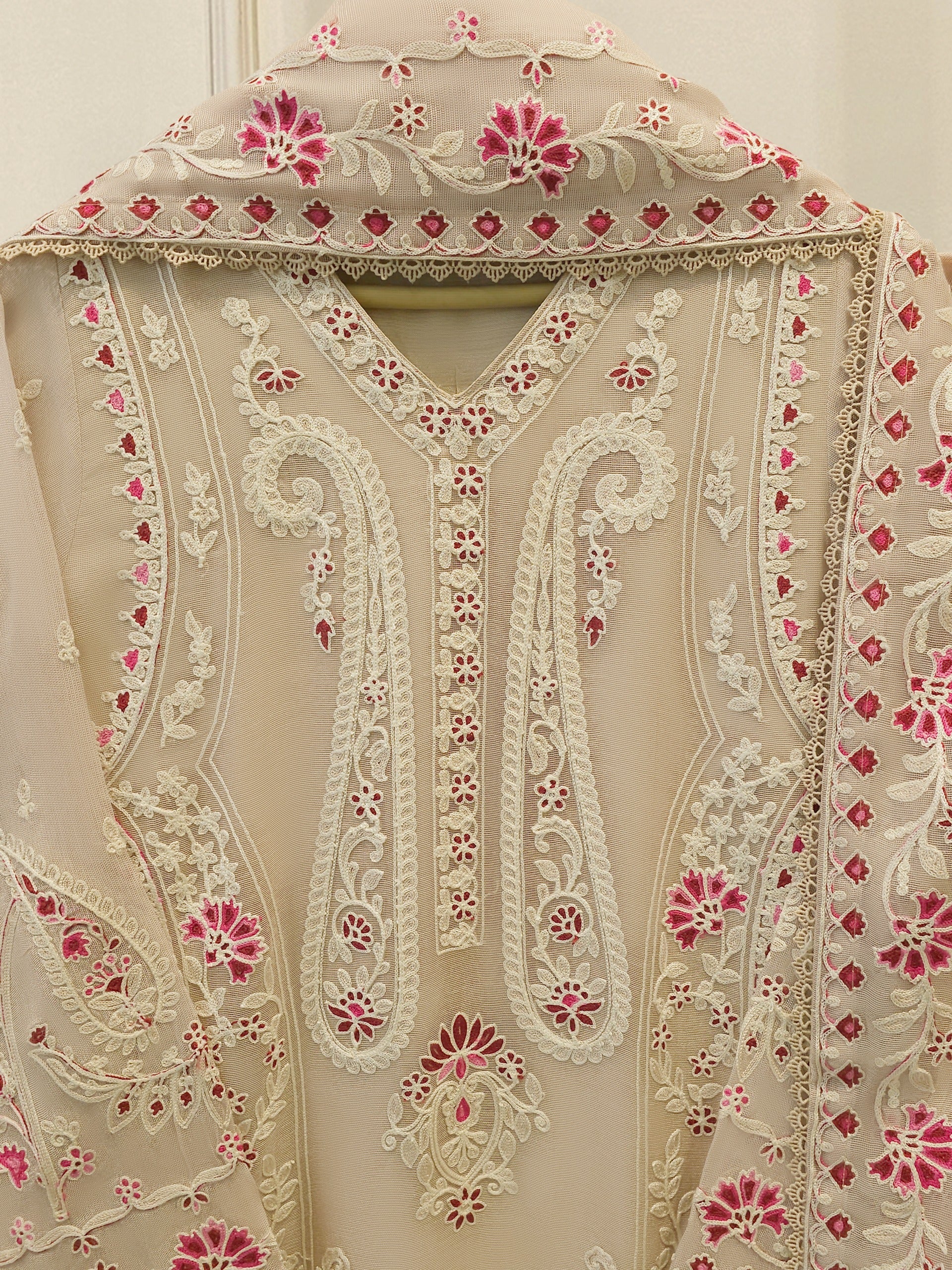 3 Piece - Pure Embroidered Cotton Net Suit S114246