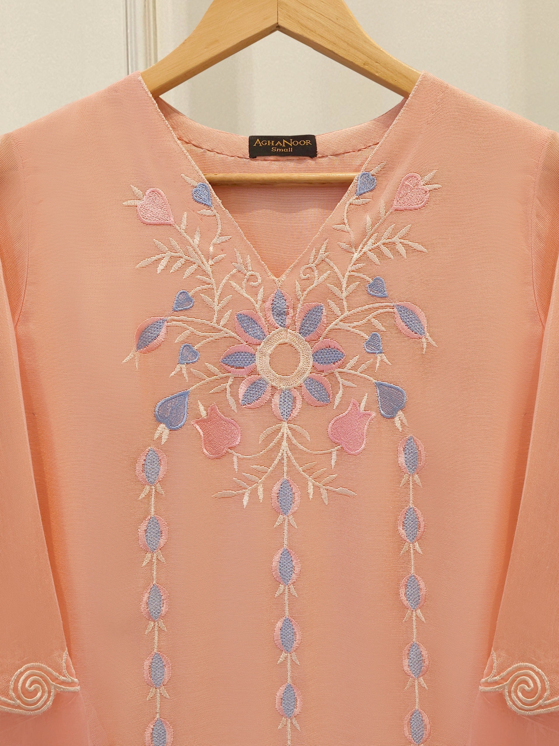 2 Piece - Pure Embroidered Cotton Net Suit S114248