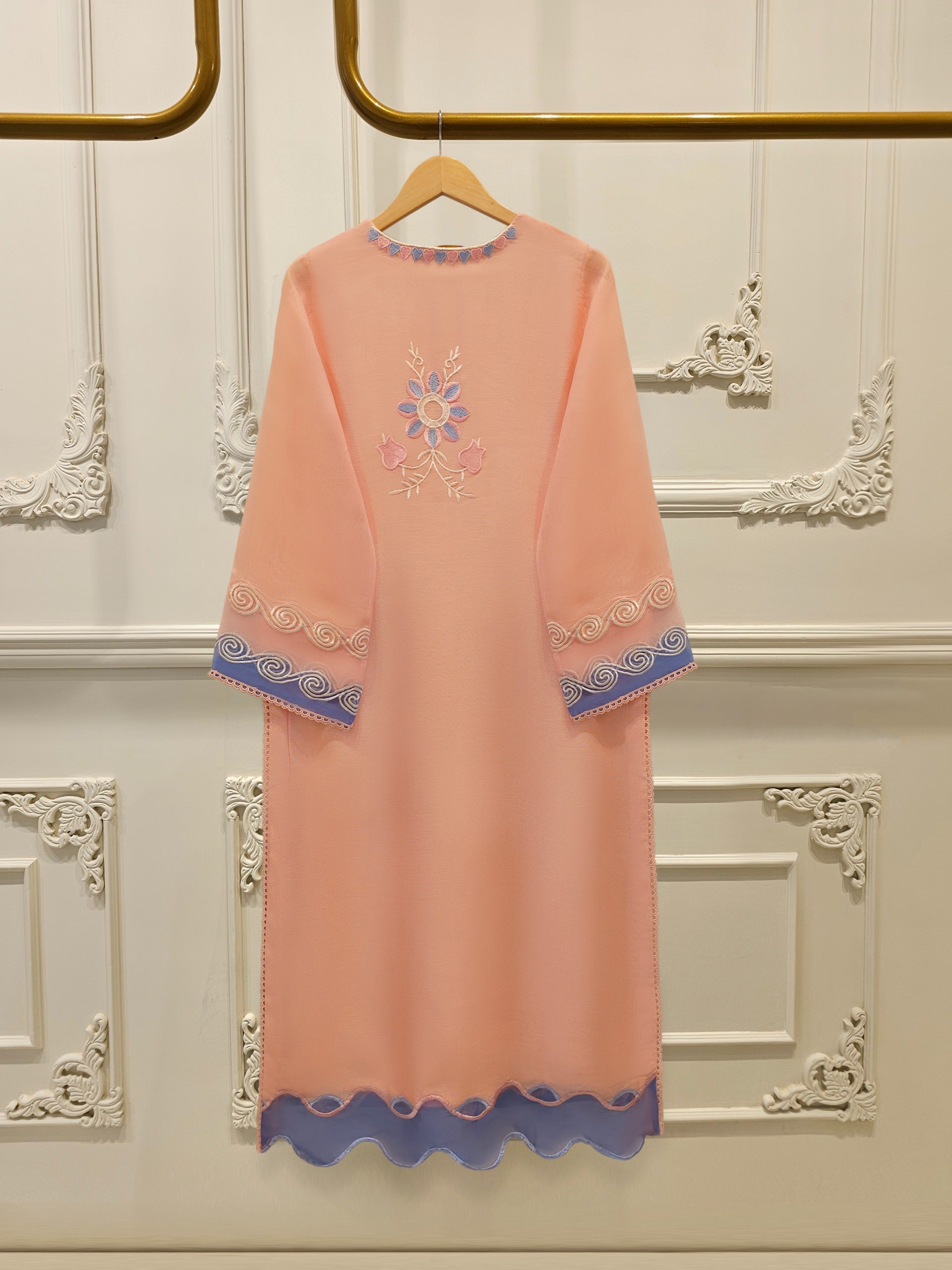 2 Piece - Pure Embroidered Cotton Net Suit S114248