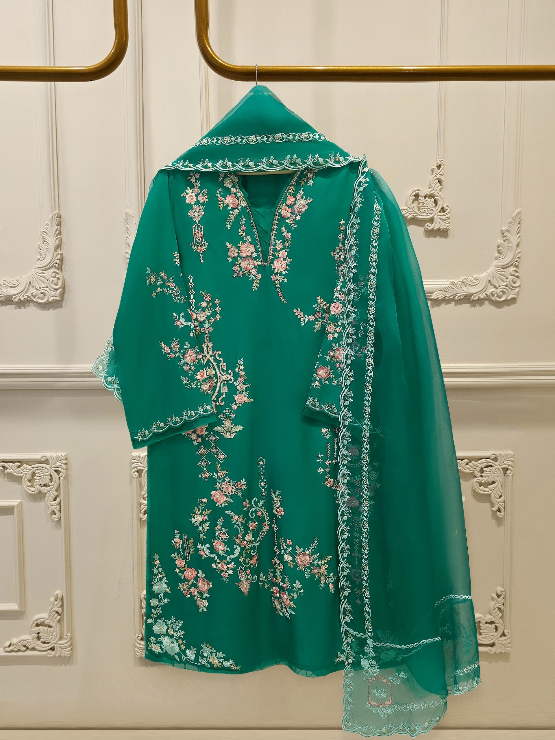 2 Piece- Pure Khaddi Silk Embroidered Suit S114271