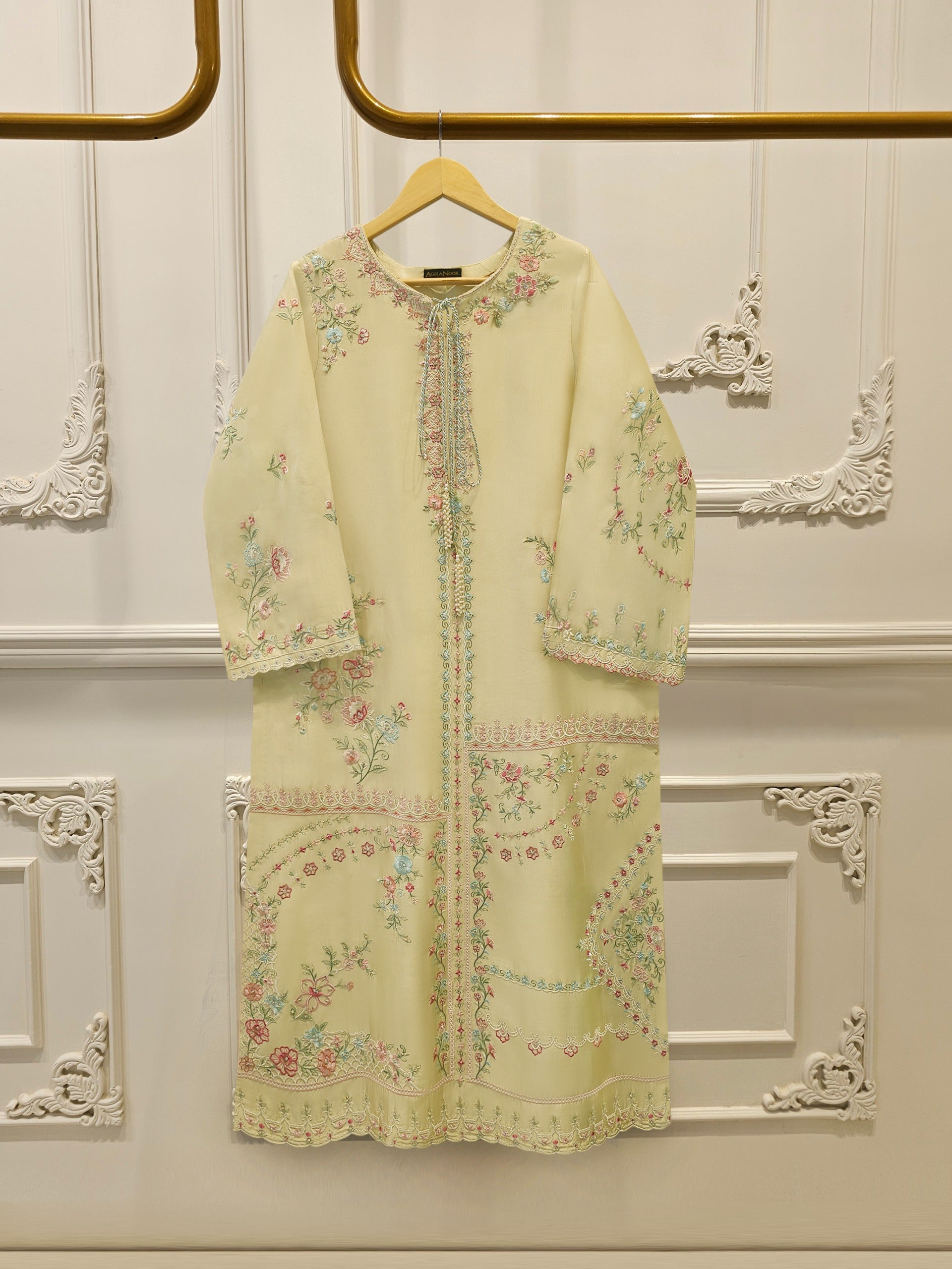 Pure Embroidered Sheesha Silk Shirt S114269