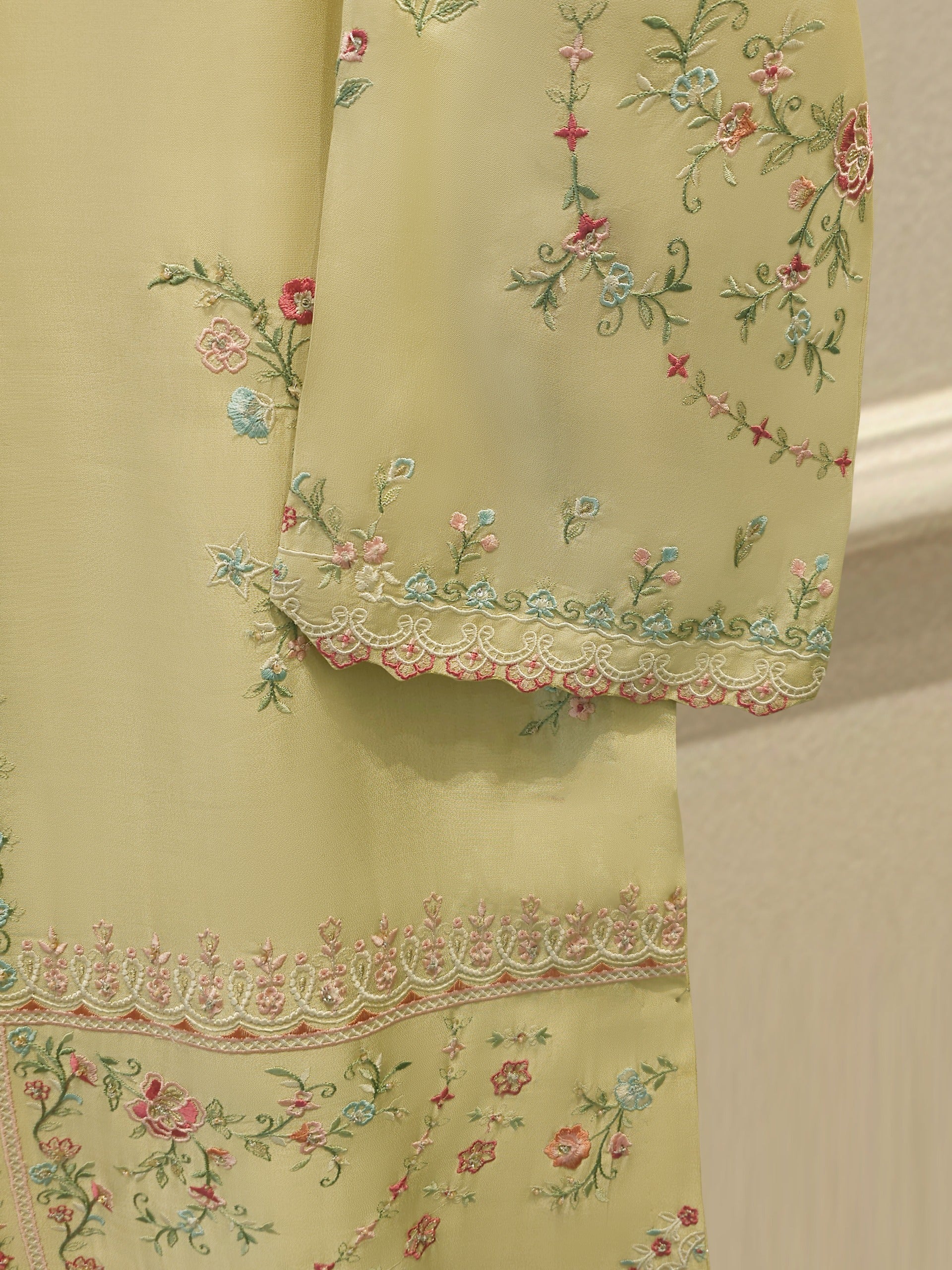 Pure Embroidered Sheesha Silk Shirt S114269