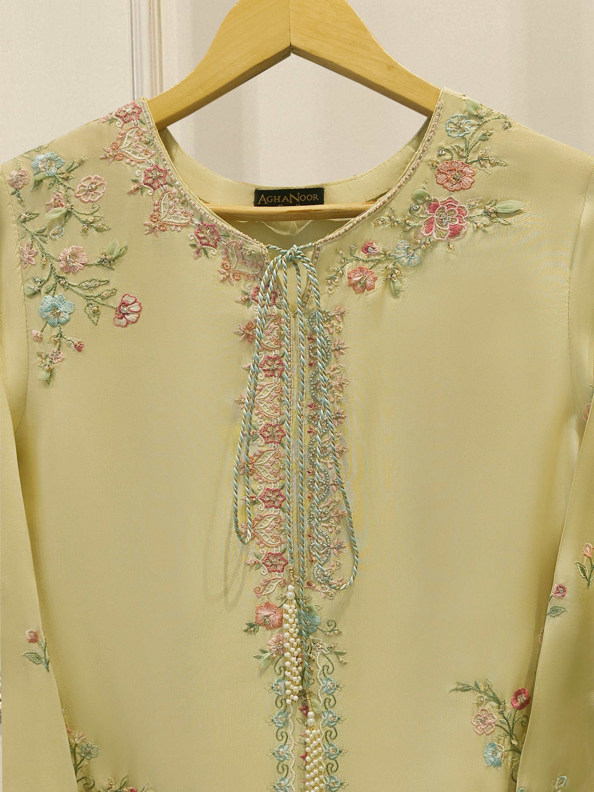 Pure Embroidered Sheesha Silk Shirt S114269