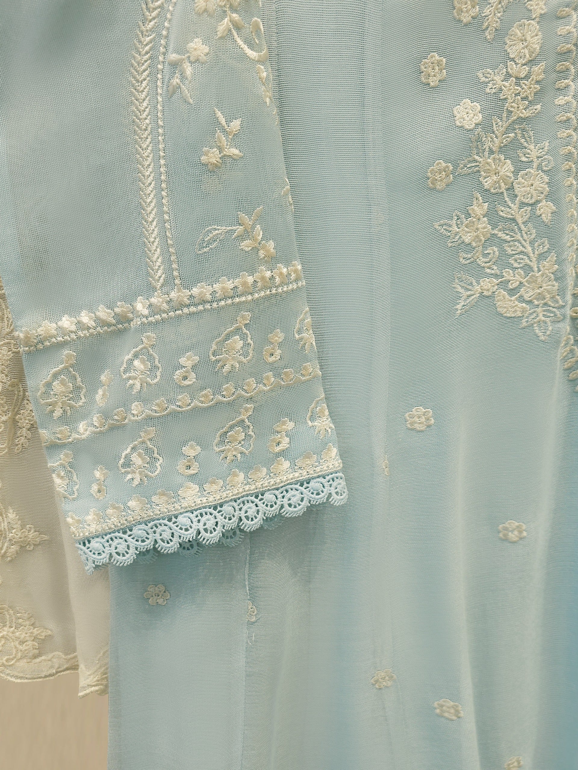 3 Piece - Pure Embroidered Cotton Net Suit S114254