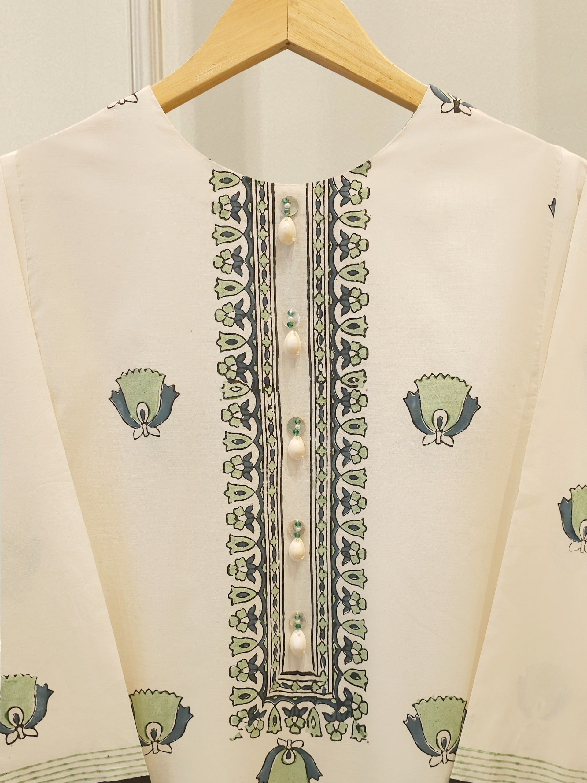 2 Piece - hand block print Cambric Suit S114319
