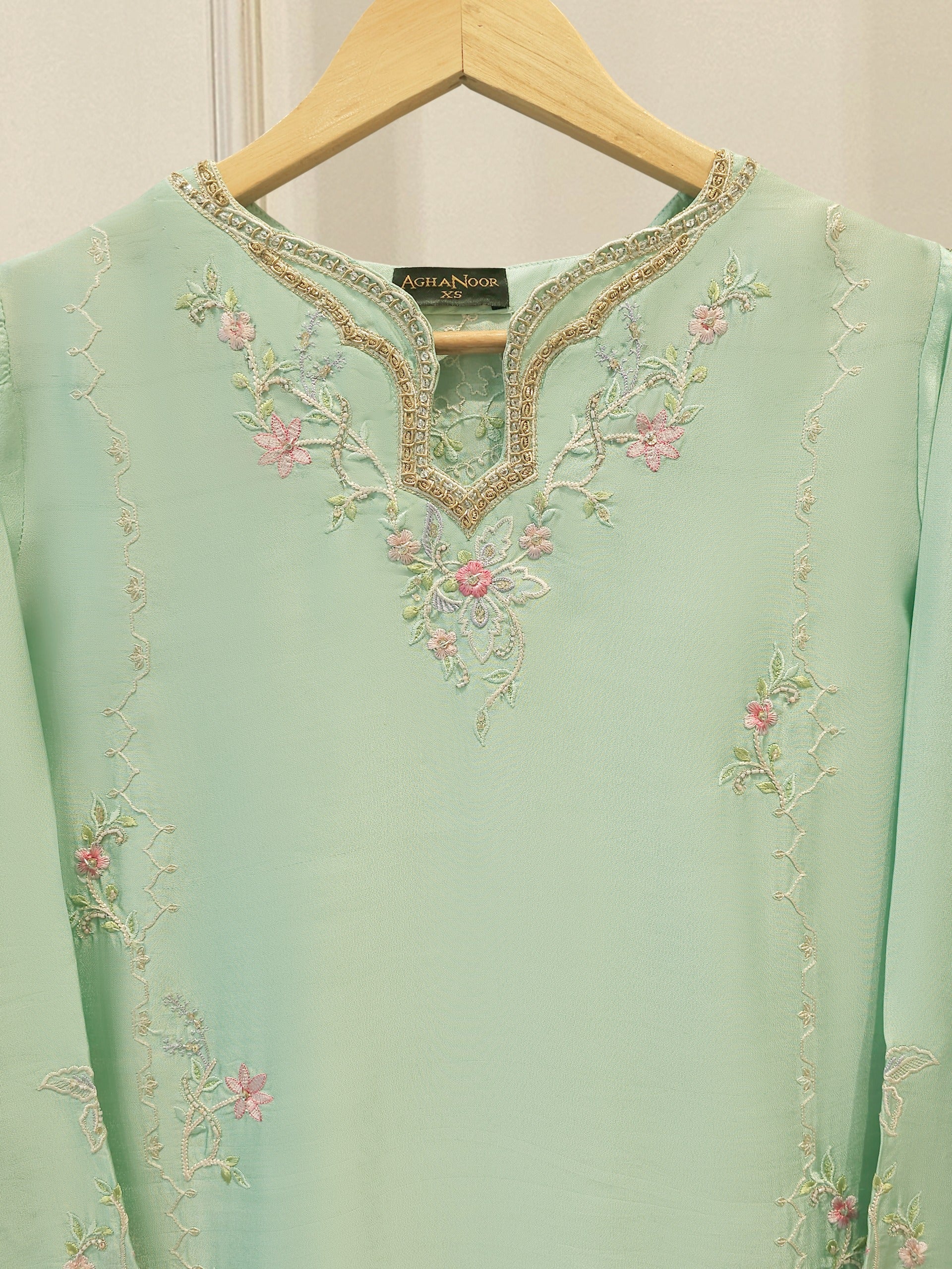 2 Piece- Pure Sheesha Silk Embroidered Suit S114329