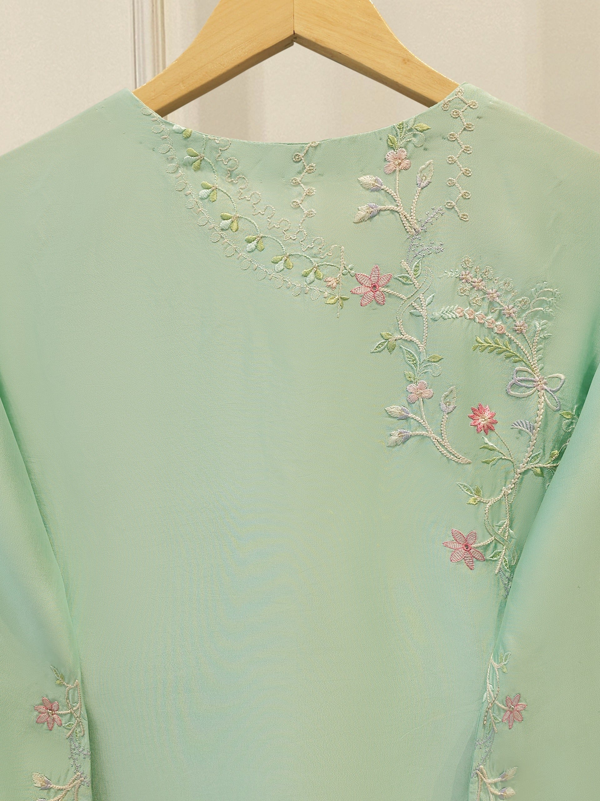2 Piece- Pure Sheesha Silk Embroidered Suit S114329