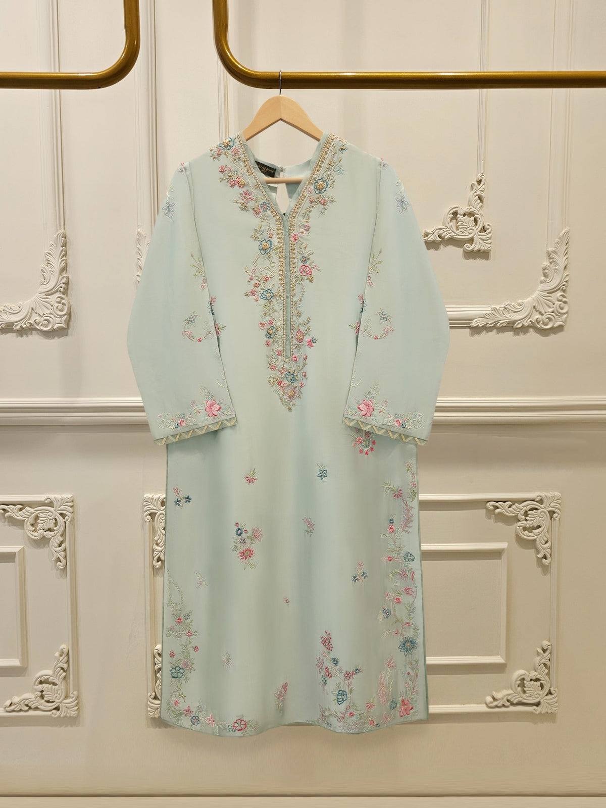 Pure Embroidered Sheesha Silk Shirt S114439