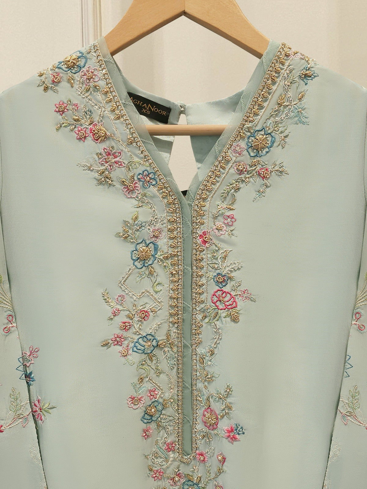 Pure Embroidered Sheesha Silk Shirt S114439