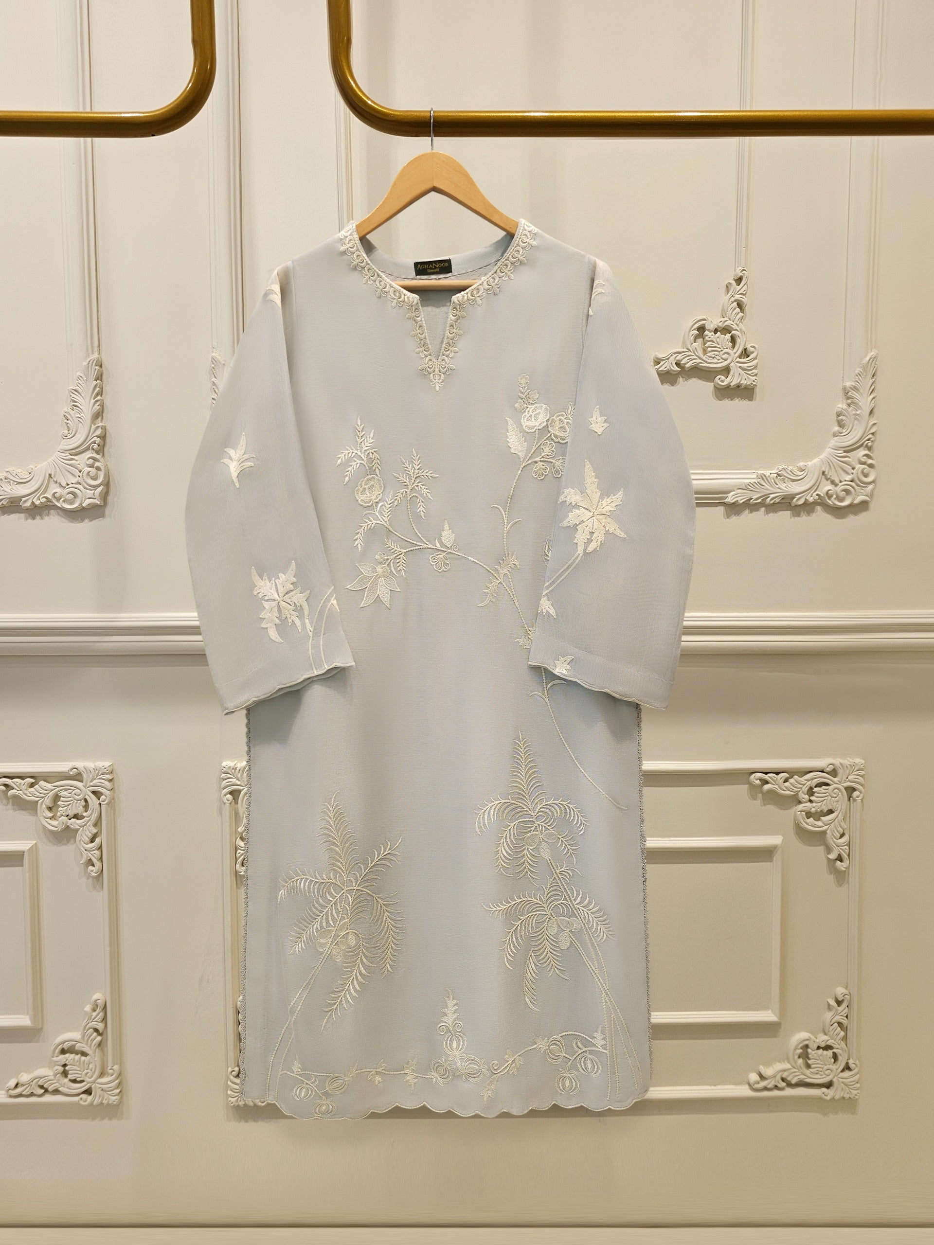 2 Piece - Pure Embroidered Cotton Net Suit S114470