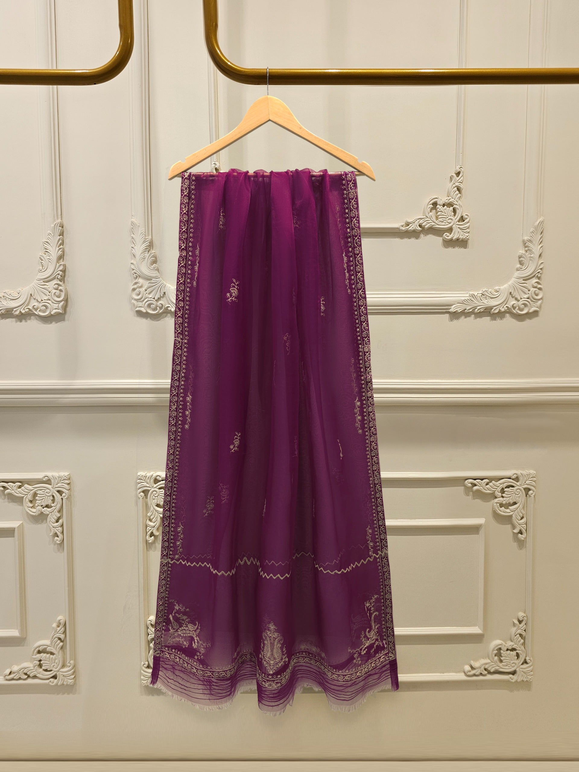 3 Piece- Pure Sheesha Silk Embroidered Suit S114490