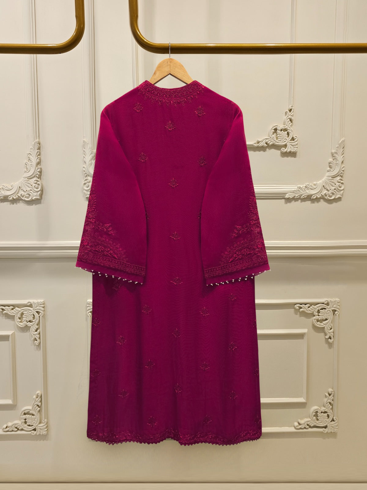 (Unstitched) 3 Piece - Pure Embroidered Cotton Net Suit S114766