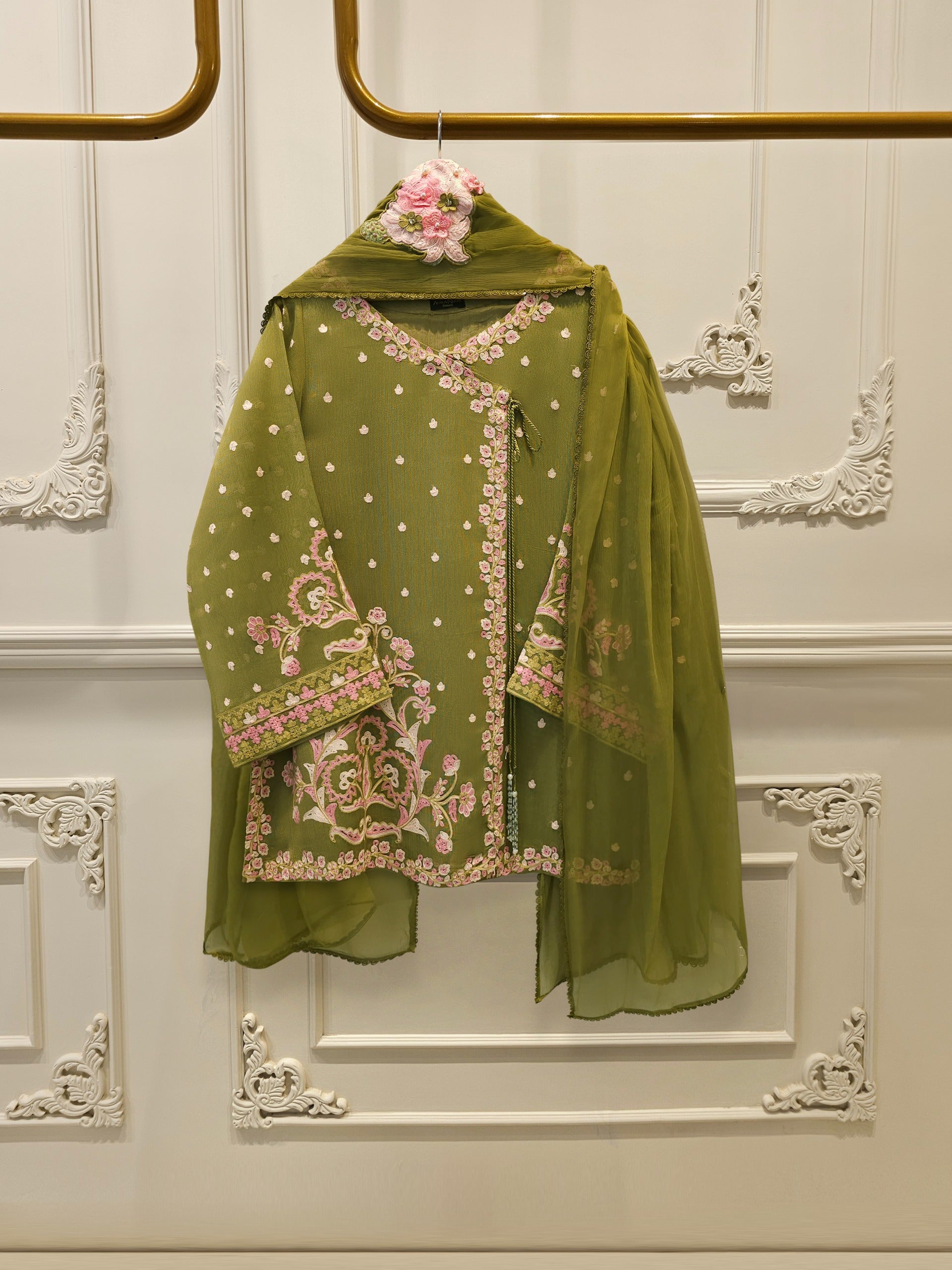3 Piece - Pure Embroidered Cotton Net Suit S114765