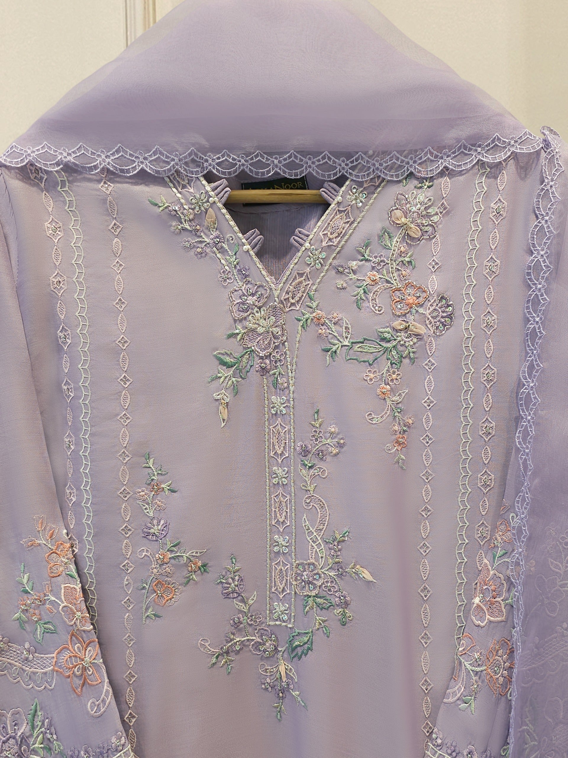 3 Piece - Pure Khaddi Silk Embroidered Suit S114946