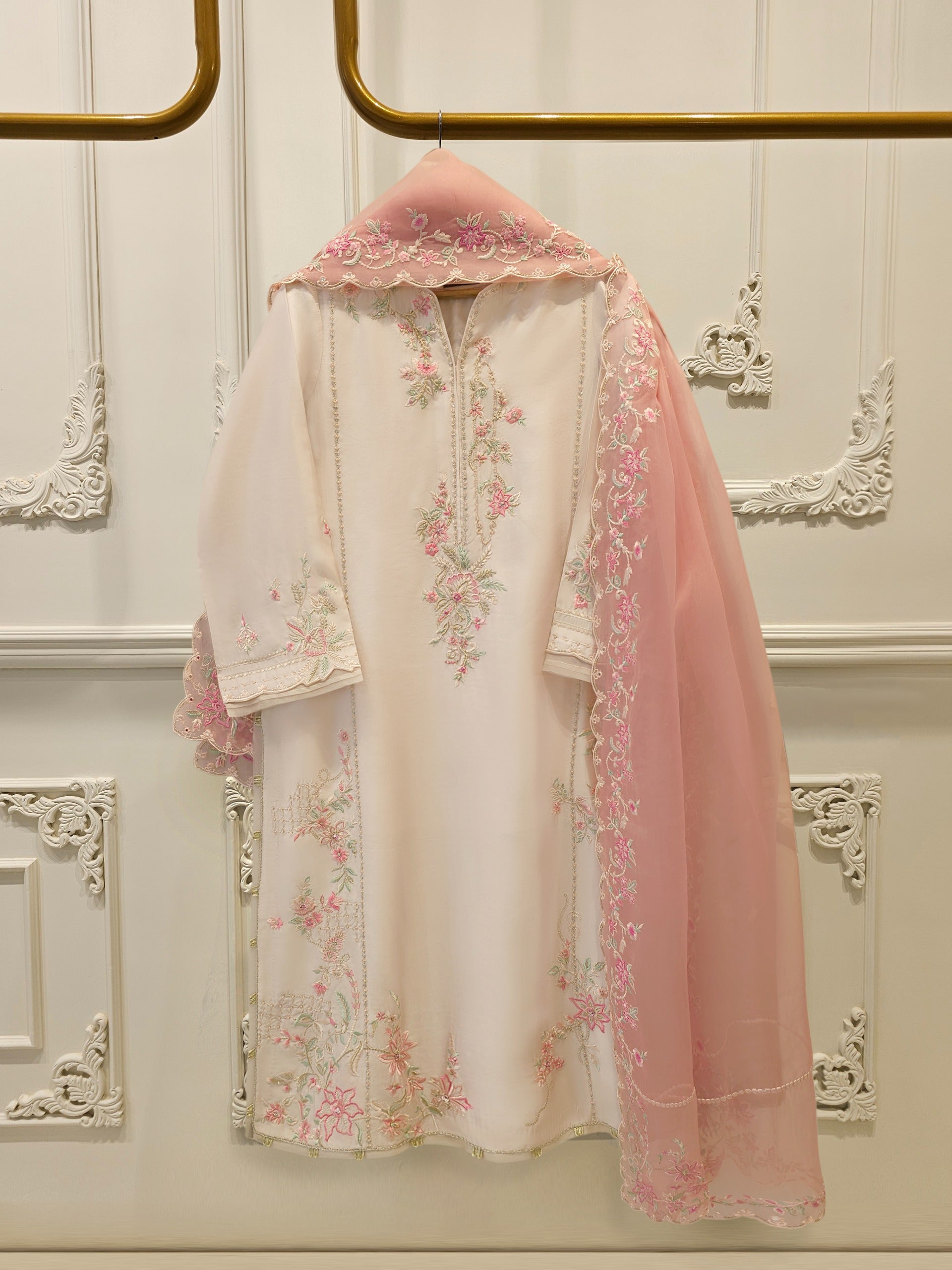 3 Piece- Pure Shisha Silk Embroidered Suit S114948