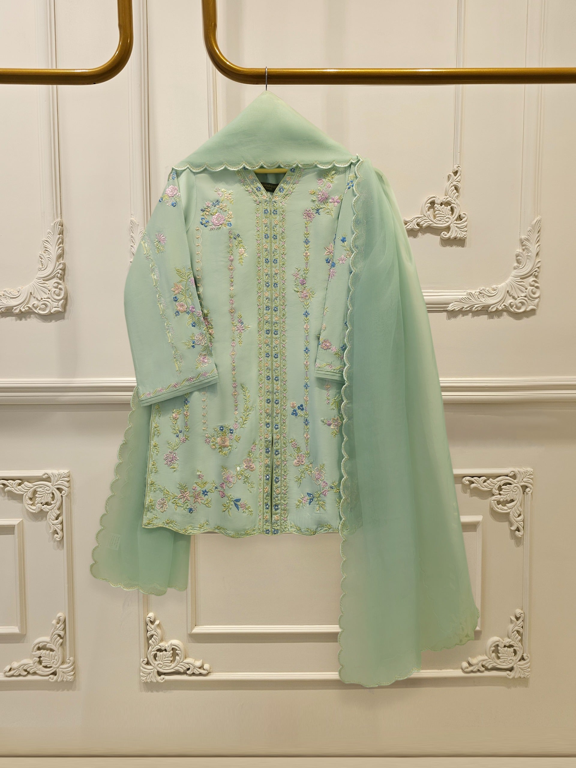 3 Piece- Pure Shisha Silk Embroidered Suit S114923