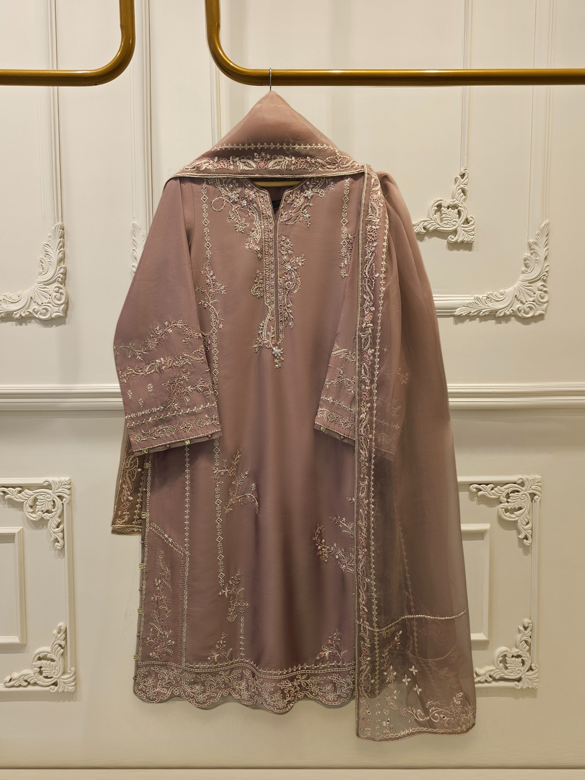 3 Piece- Pure Shisha Silk Embroidered Suit S115014