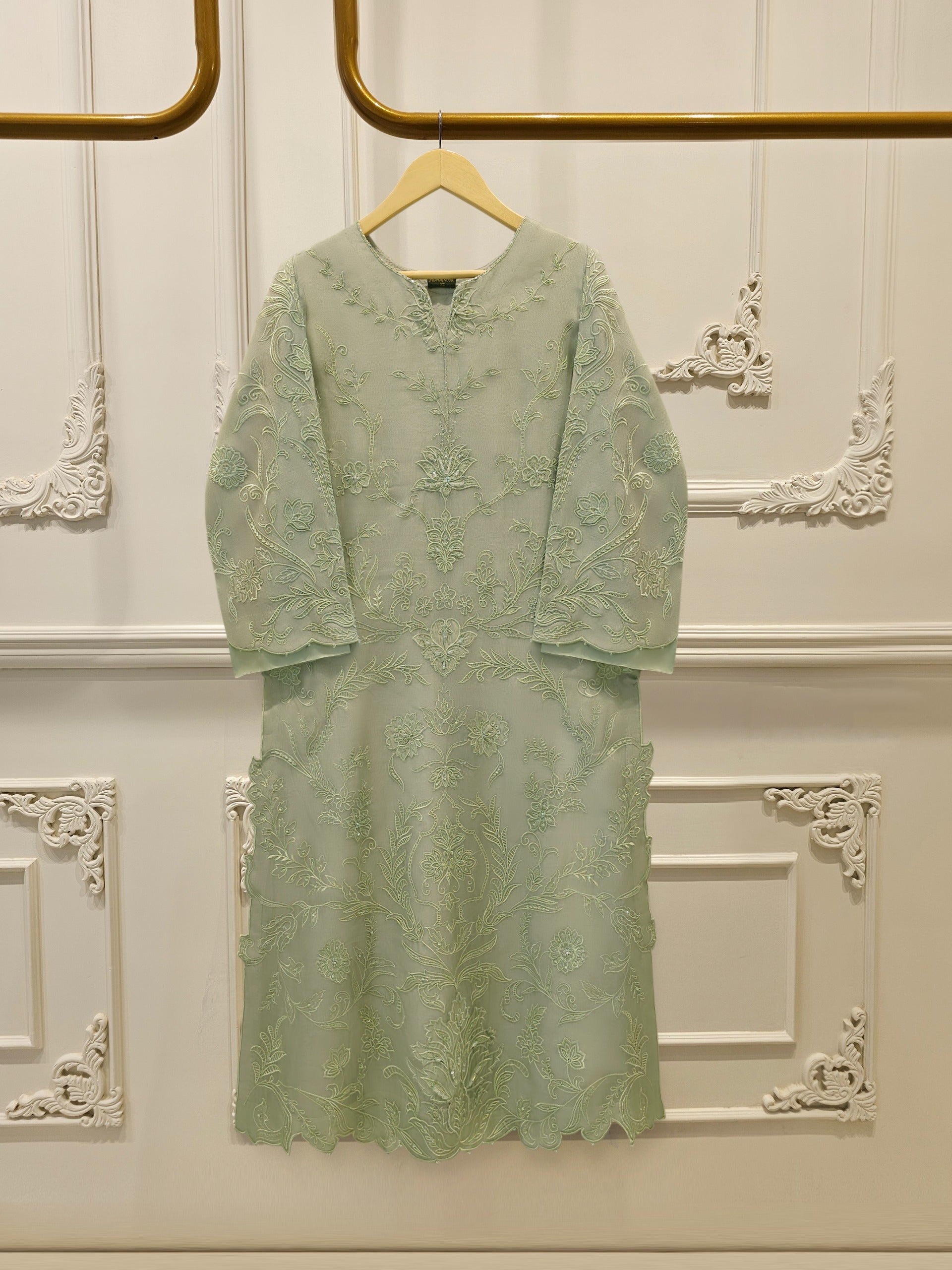 2 Piece - Pure Organza Embroidered Suit S115016