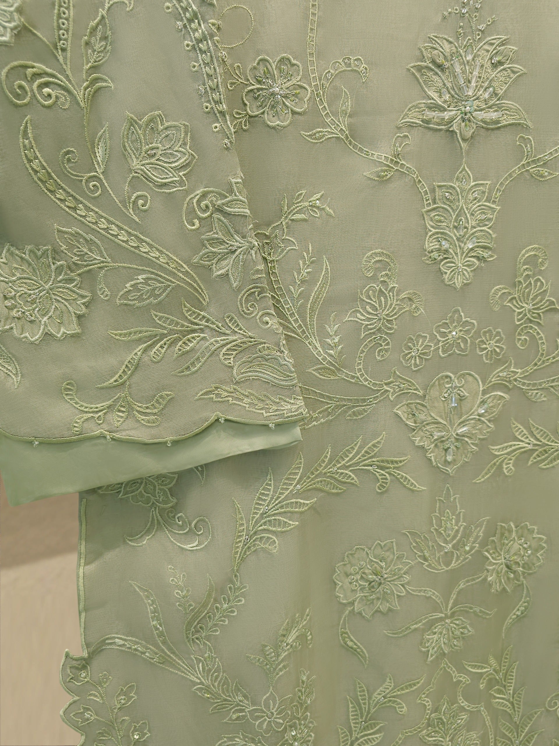 2 Piece - Pure Organza Embroidered Suit S115016