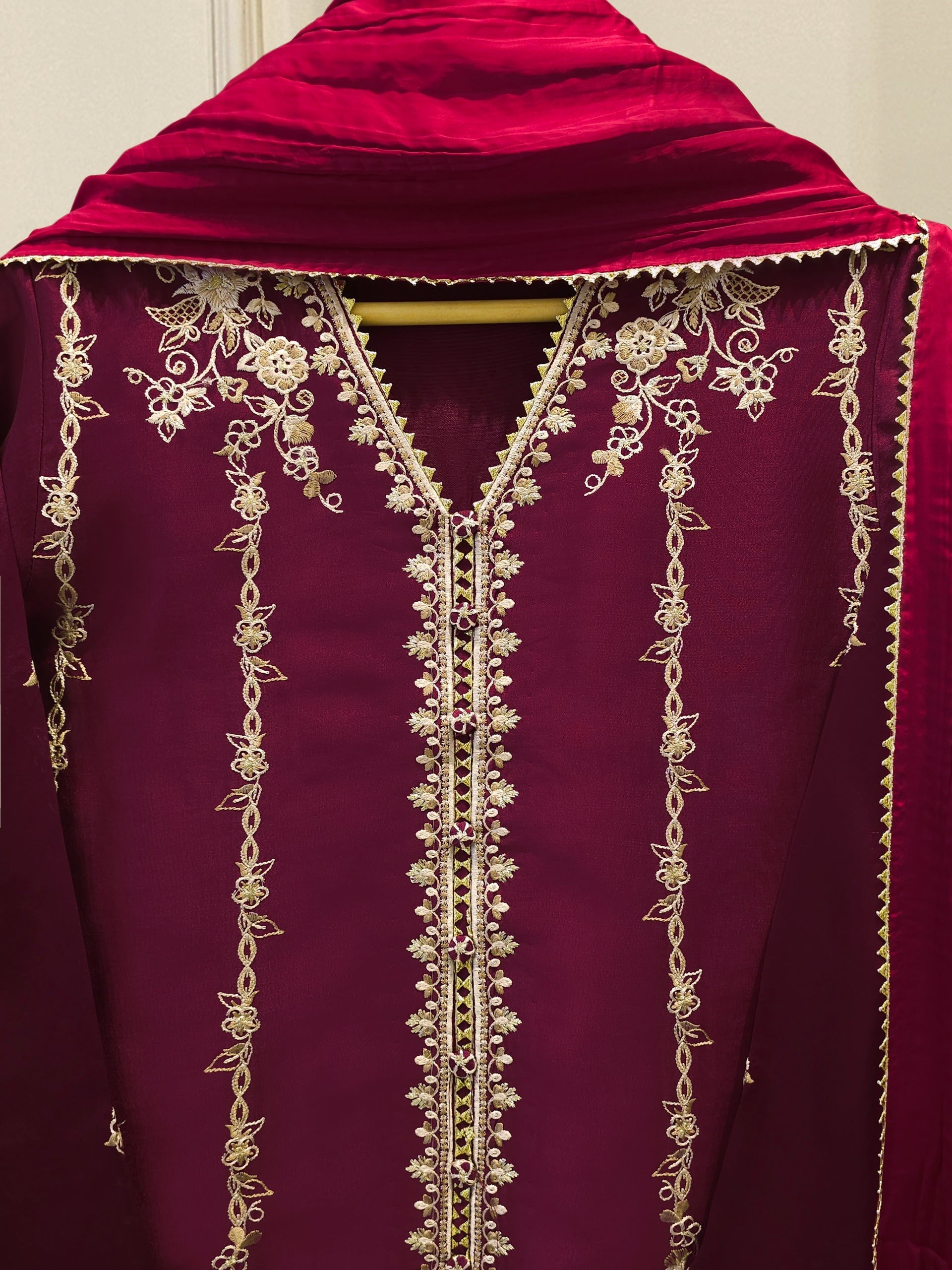 3 Piece- Pure Shisha Silk Embroidered Suit S115008