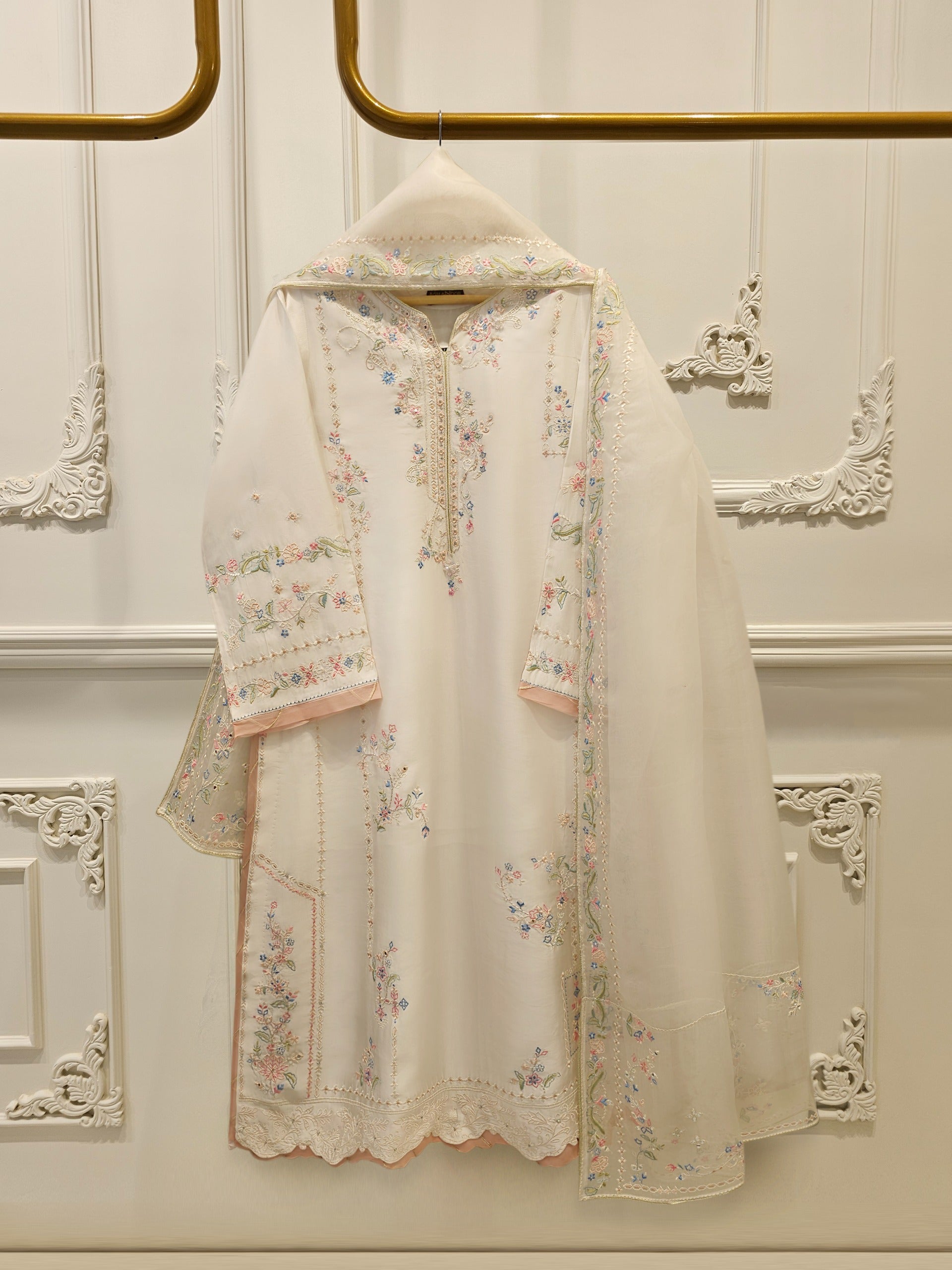 3 Piece- Pure Shisha Silk Embroidered Suit S115039