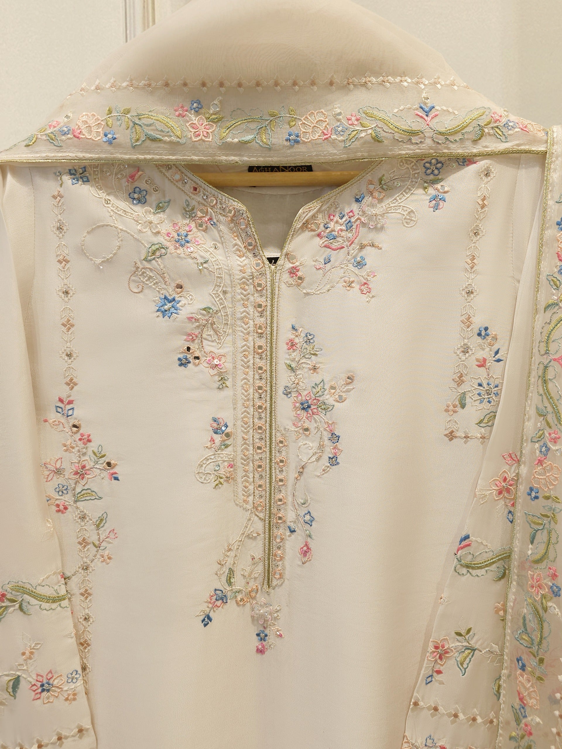 3 Piece- Pure Shisha Silk Embroidered Suit S115039