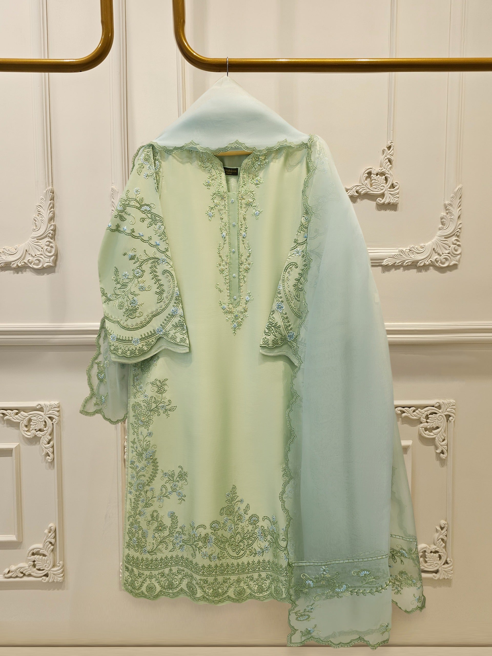 3 Piece- Pure Shisha Silk Embroidered Suit S115038