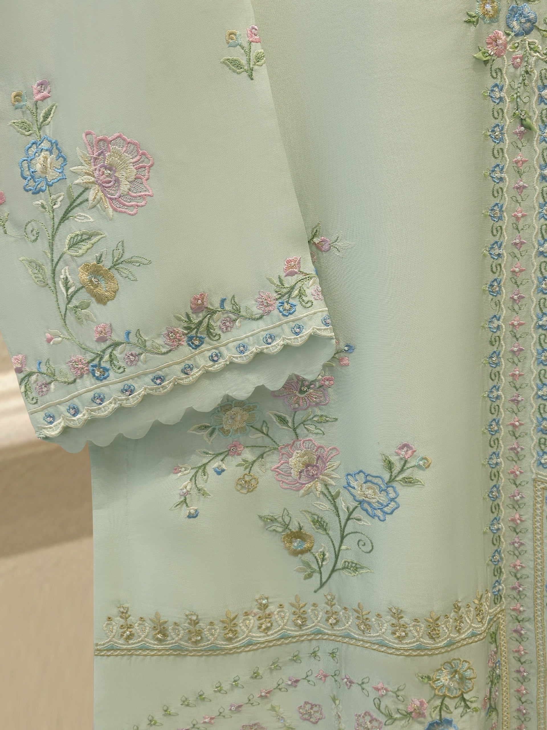 2 Piece- Pure Sheesha Silk Embroidered Suit S115229